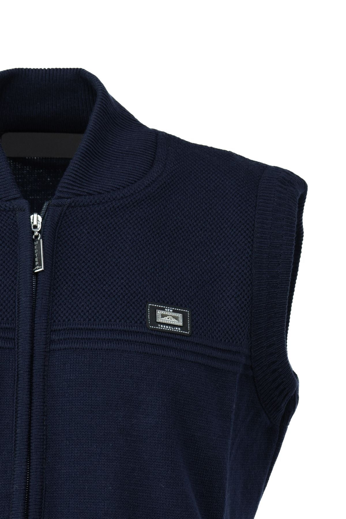 Erkek Kışlık Kalın Yünlü Örme Triko Yelek Şık Motifli Fermuarlı Çift Cepli Rahat Hakim Yaka