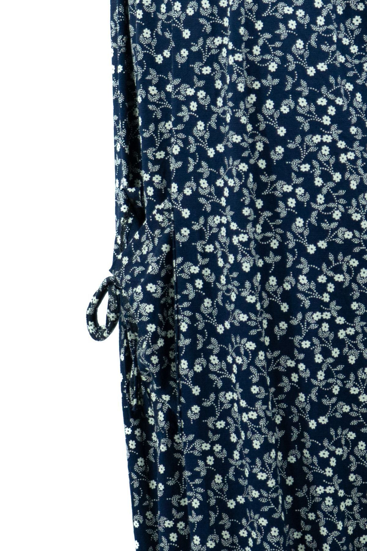 Kadın Zambak Desenli Rahat Tam Kalıp Likralı Viskon Penye Kumaş Şalvar Tarz Anne Pantolon