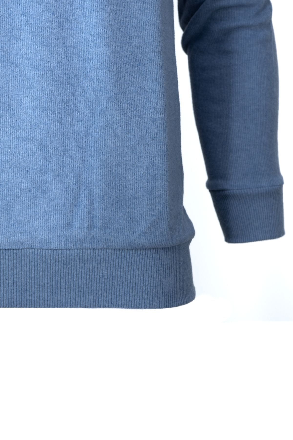 Erkek Kışlık Hakim Yaka Kazak Yarım Fermuarlı Pamuklu Örme Kaya Armalı Rahat Kesim Tam Kalıp