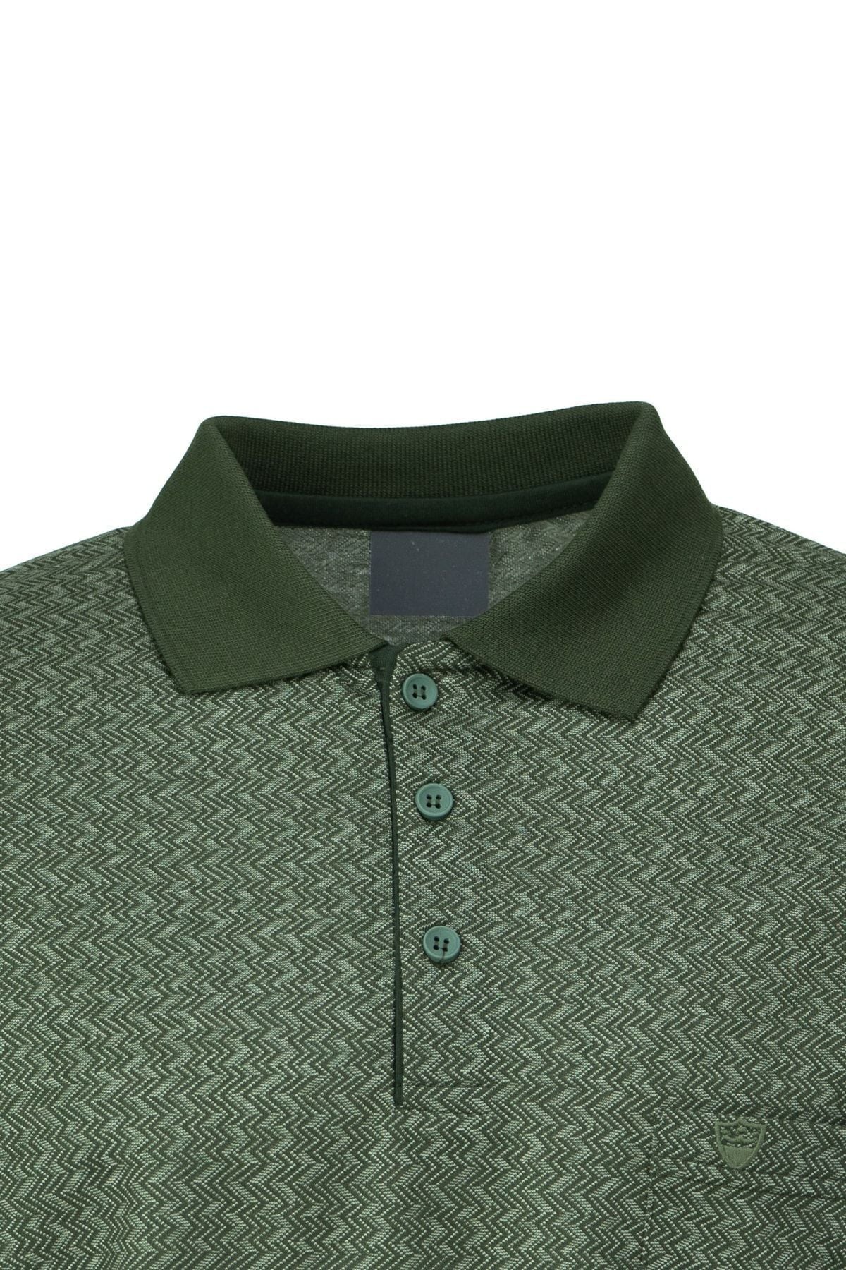 Erkek Polo Yaka Şık Desenli Cepli Kısa Kollu Rahat Tam Kalıp Premium Pamuklu Kumaş T-shirt