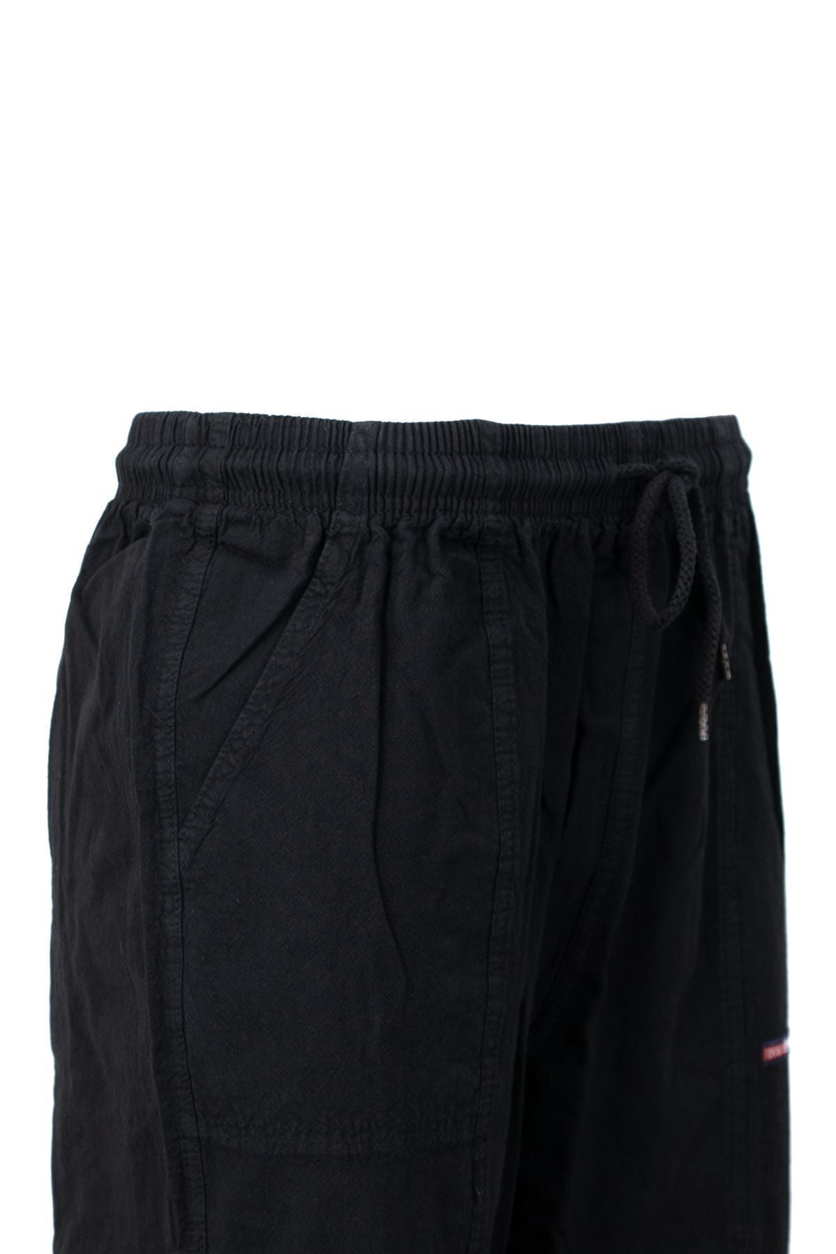 Erkek %100 Saf Pamuk Kumaş Kapri Düz Paça Yanlardan Cepli Beli Bağcıklı Rahat Tam Kalıp