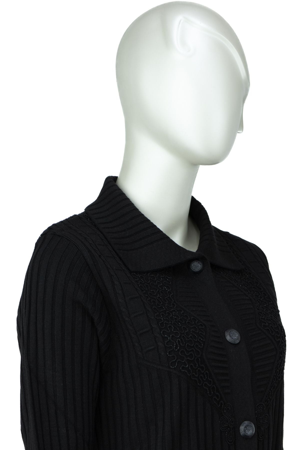 Kadın Kışlık Yünlü Örme Anne Hırka Bebe Yaka Hanedan Taşı Motifli Çift Cepli Düğmeli Likralı