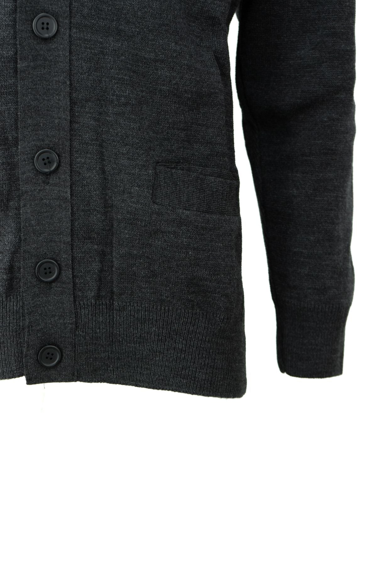 Erkek Kışlık Kalın Pamuklu Örme Triko Hırka Klasik Motifli Düğmeli Çift Cepli Tam Kalıp