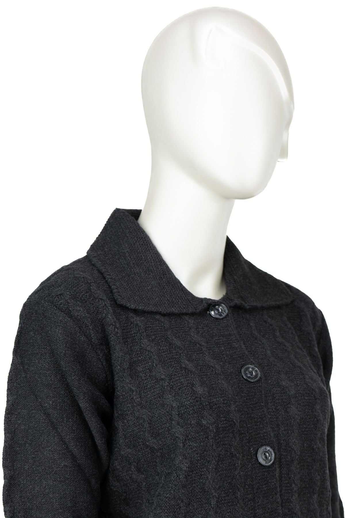 Kadın Klasik Yün Anne Hırka Çift Cepli Rahat Kesim Rahat Düğmeli Tüylenmez Bukletim Desenli