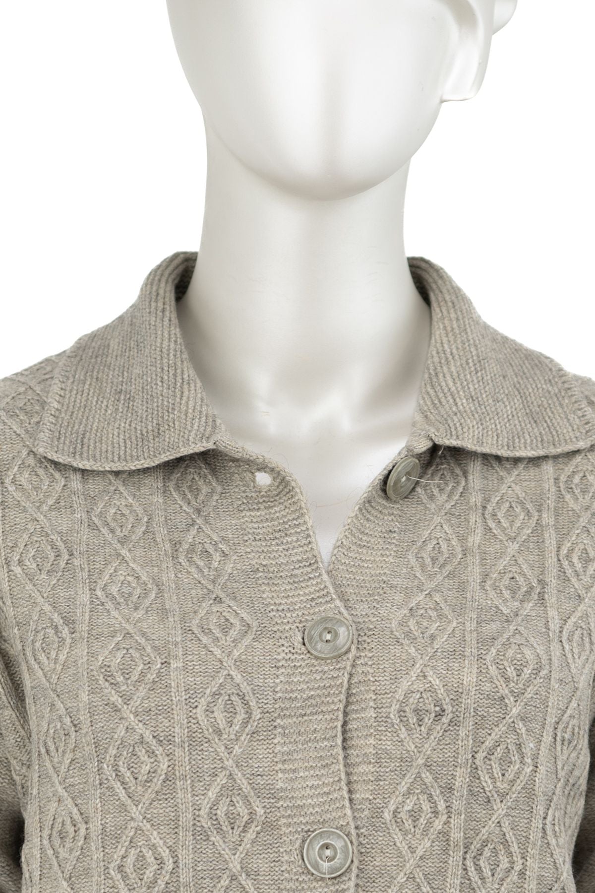 Kadın Kışlık Kalın Yün Örme Anne Uzun Hırka Etnik Motifli Çift Cepli Rahat Kesim Tam Kalıp