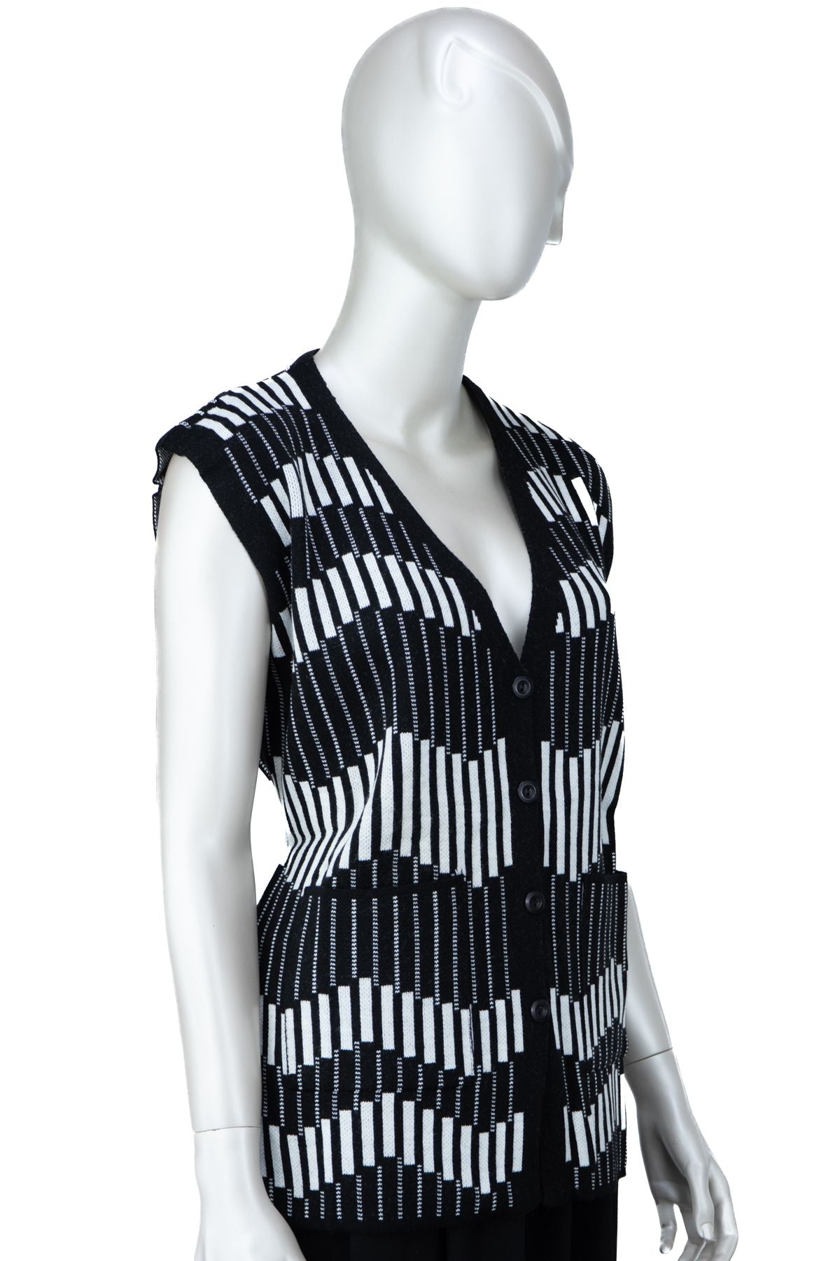 Kadın Kışlık Anne Yelek Pamuklu Triko Örme Klasik Açelya Motifli Önden Düğmeli Çift Cepli