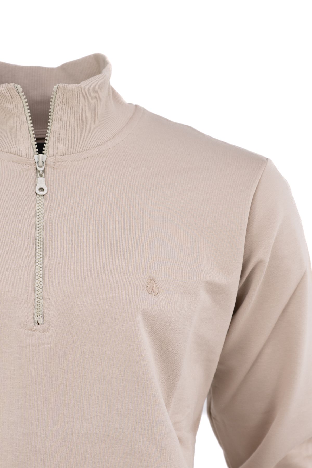 Erkek Mevsimlik Yarım Fermuarlı TamKalıp Likralı Premium Pamuklu Kumaş iki iplik Sweatshirt