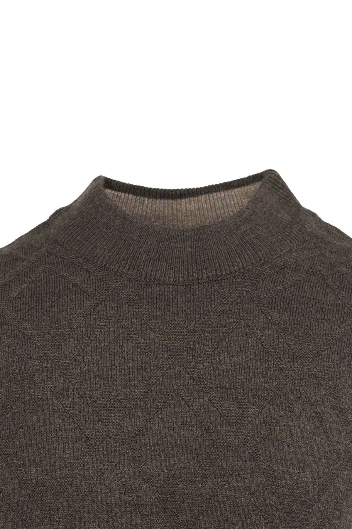 Erkek Kışlık Baklava Desenli Yarım Balıkçı Yaka Tam Kalıp Kalın Premium Yünlü Dokuma Kazak