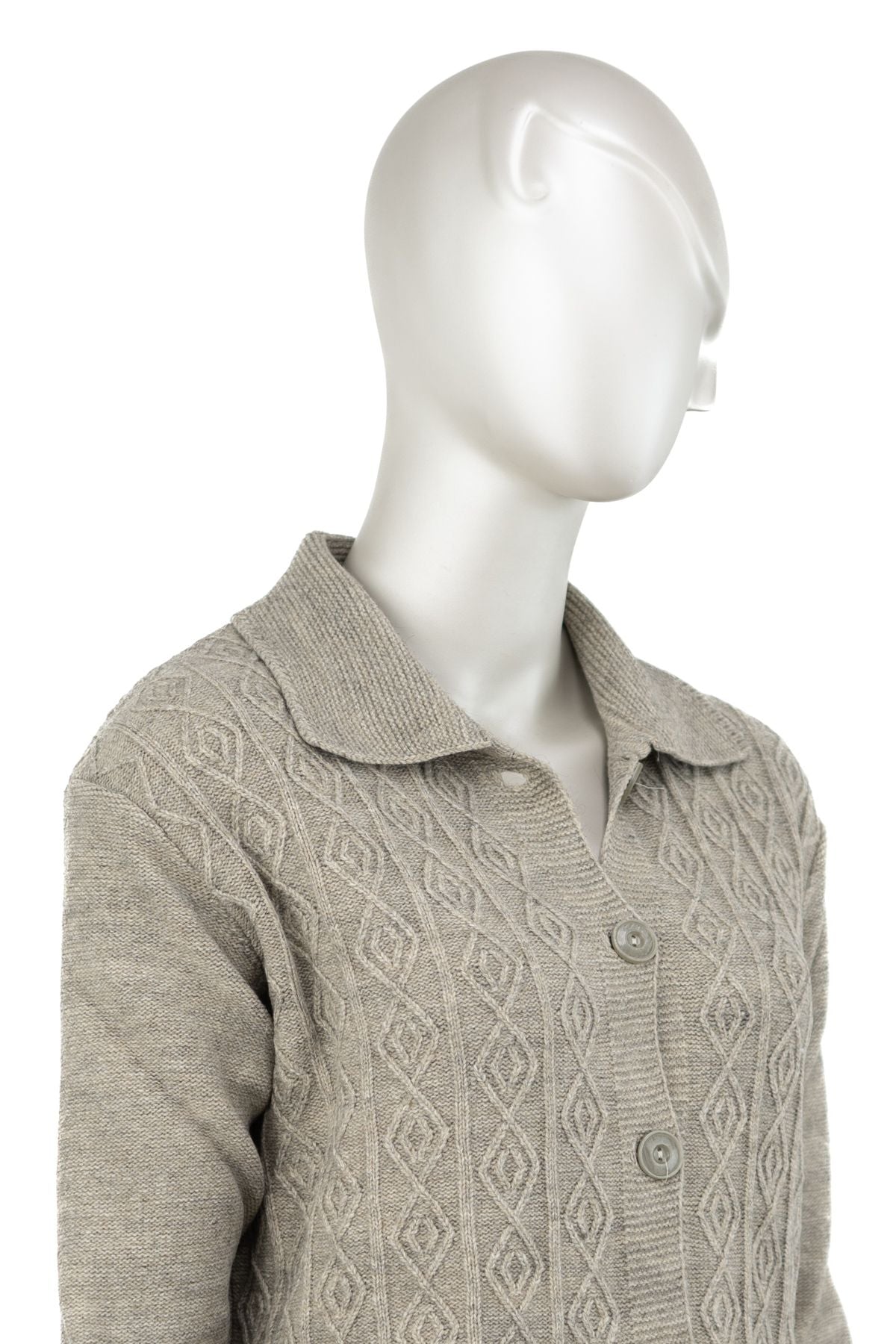 Kadın Kışlık Kalın Yün Örme Anne Uzun Hırka Etnik Motifli Çift Cepli Rahat Kesim Tam Kalıp