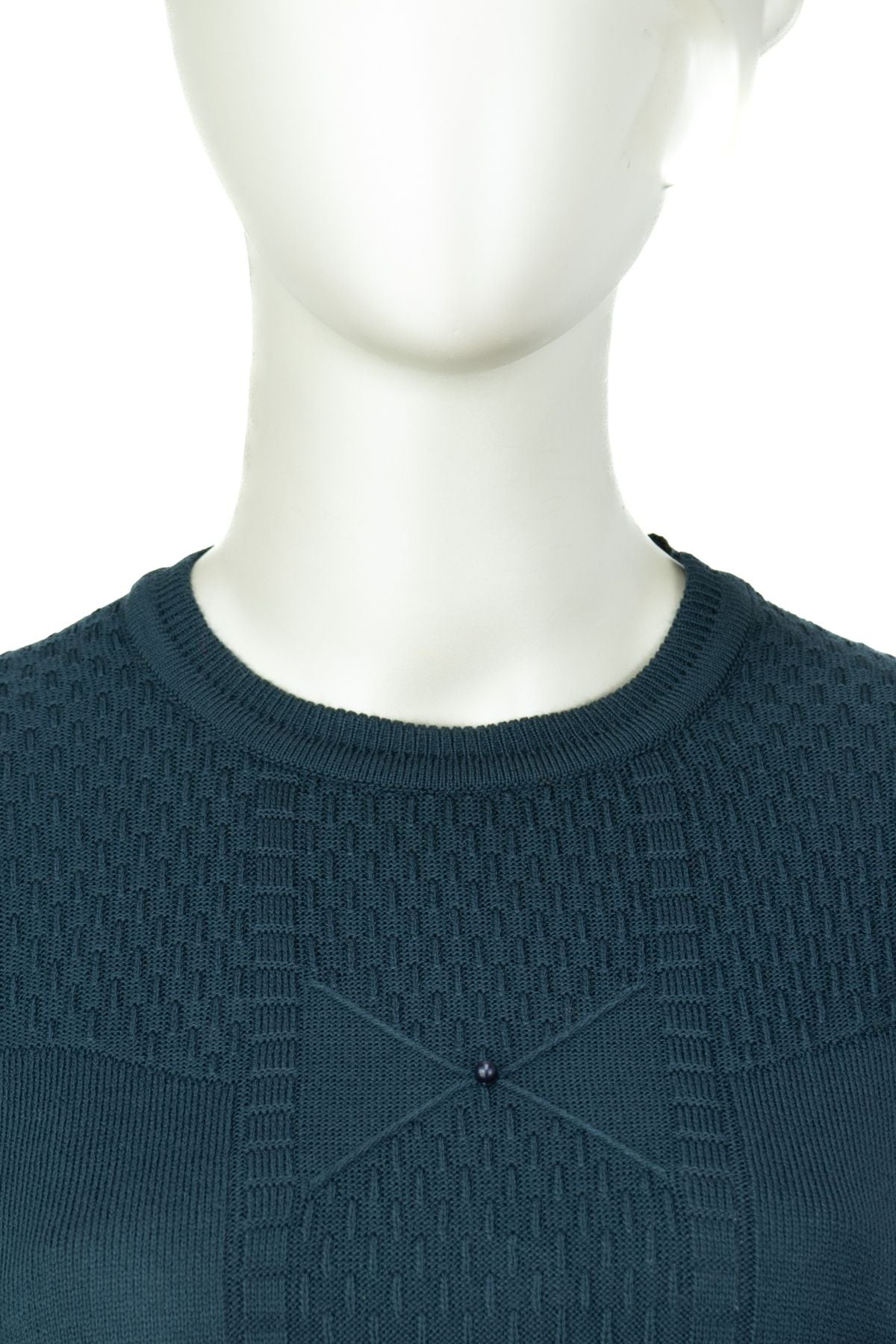 Kadın Kışlık Pamuklu Triko Dokuma Anne Kazak Boncuklu Tasarım Motifli Yuvarlak Yakalı