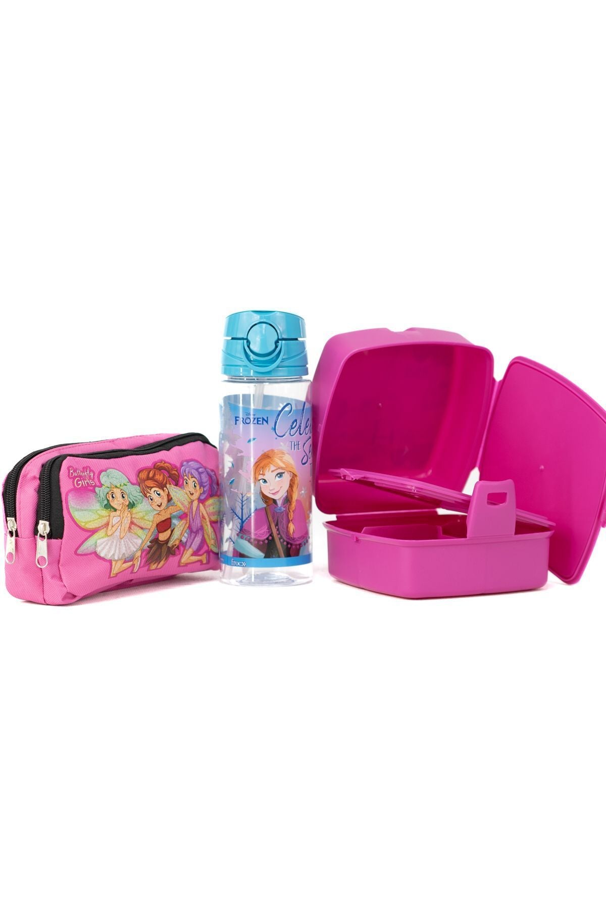 Kız Çocuk ilk ve Ortaokul Sırt Çantası ve Seti Suluk Kalemlik Beslenme Çantası Hediyeli