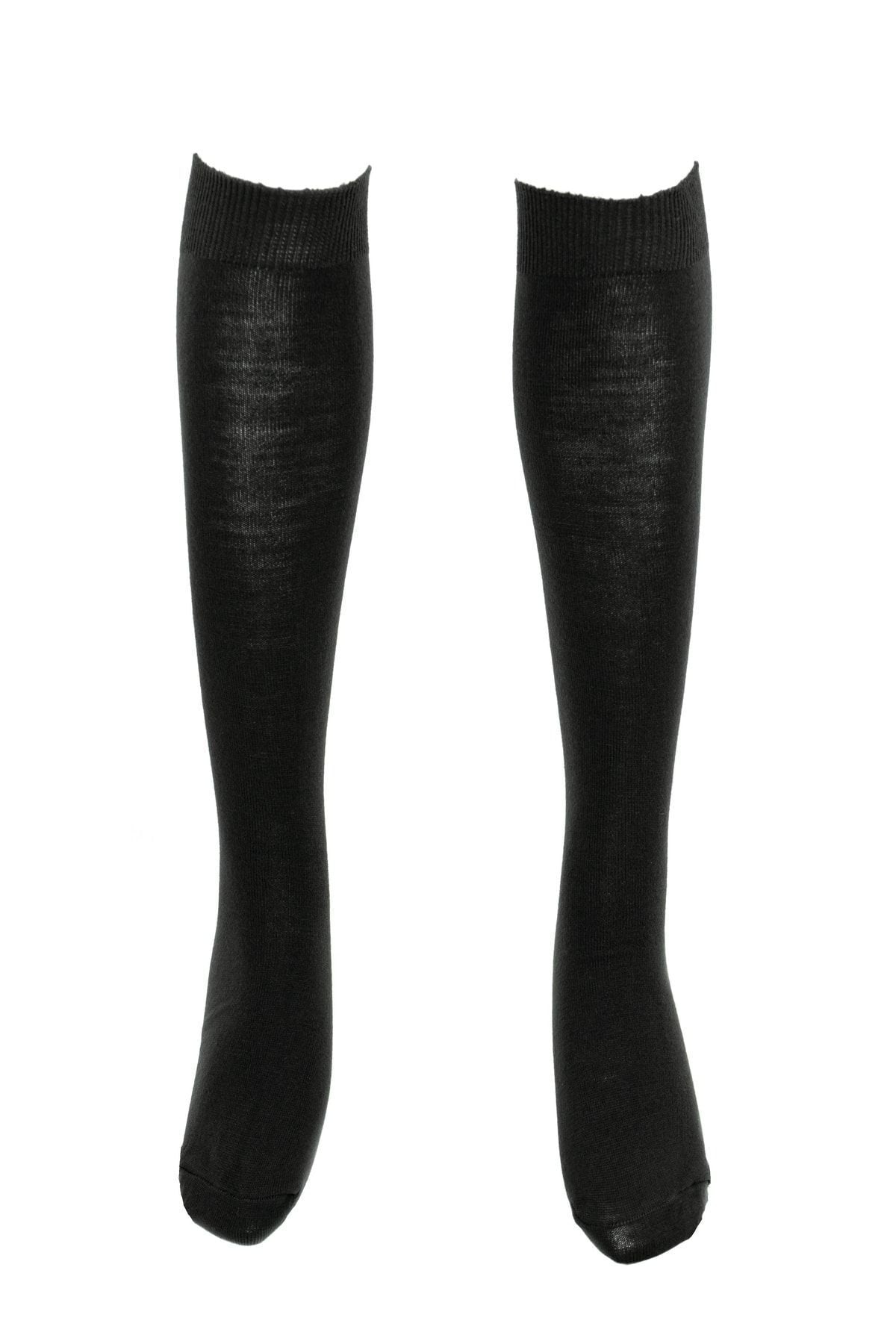 Kadın Kışlık Düz Renk Esnek Likralı Rahat Diz Altı Klasik Yünlü Anne Çorap