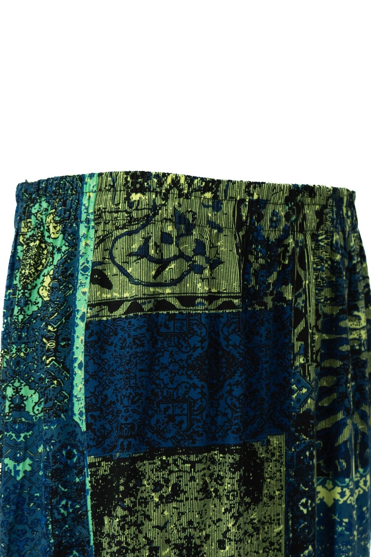 Kadın Dokuma Viskon Kumaş Parçalı Anne Etek Sümbül Çiçeği Desenli Beli Lastikli Rahat Kesim