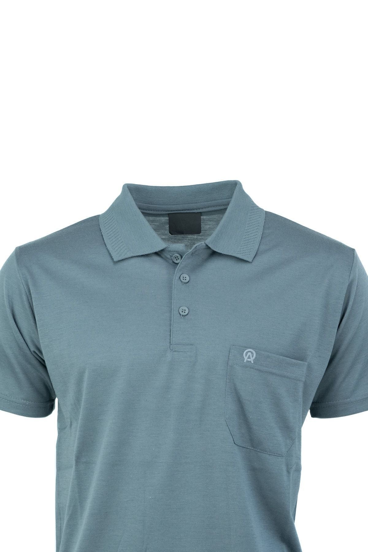 Erkek Polo Yaka Arma Cepli Kısa Kollu Düz Renk Normal Kesim Premium Pamuklu Kumaş T-Shirt