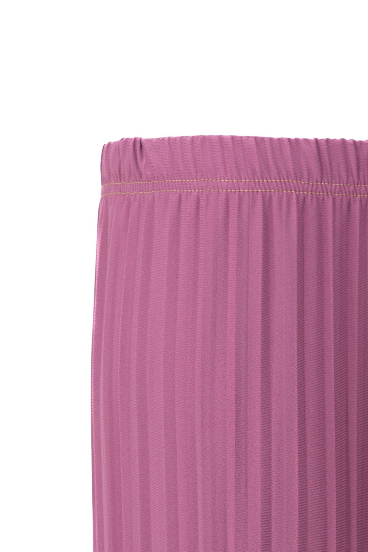Kadın Butik Pantolon Etek Beli Lastikli Pilili Önden Parça Kumaş Detaylı Likralı Sandy Kumaş