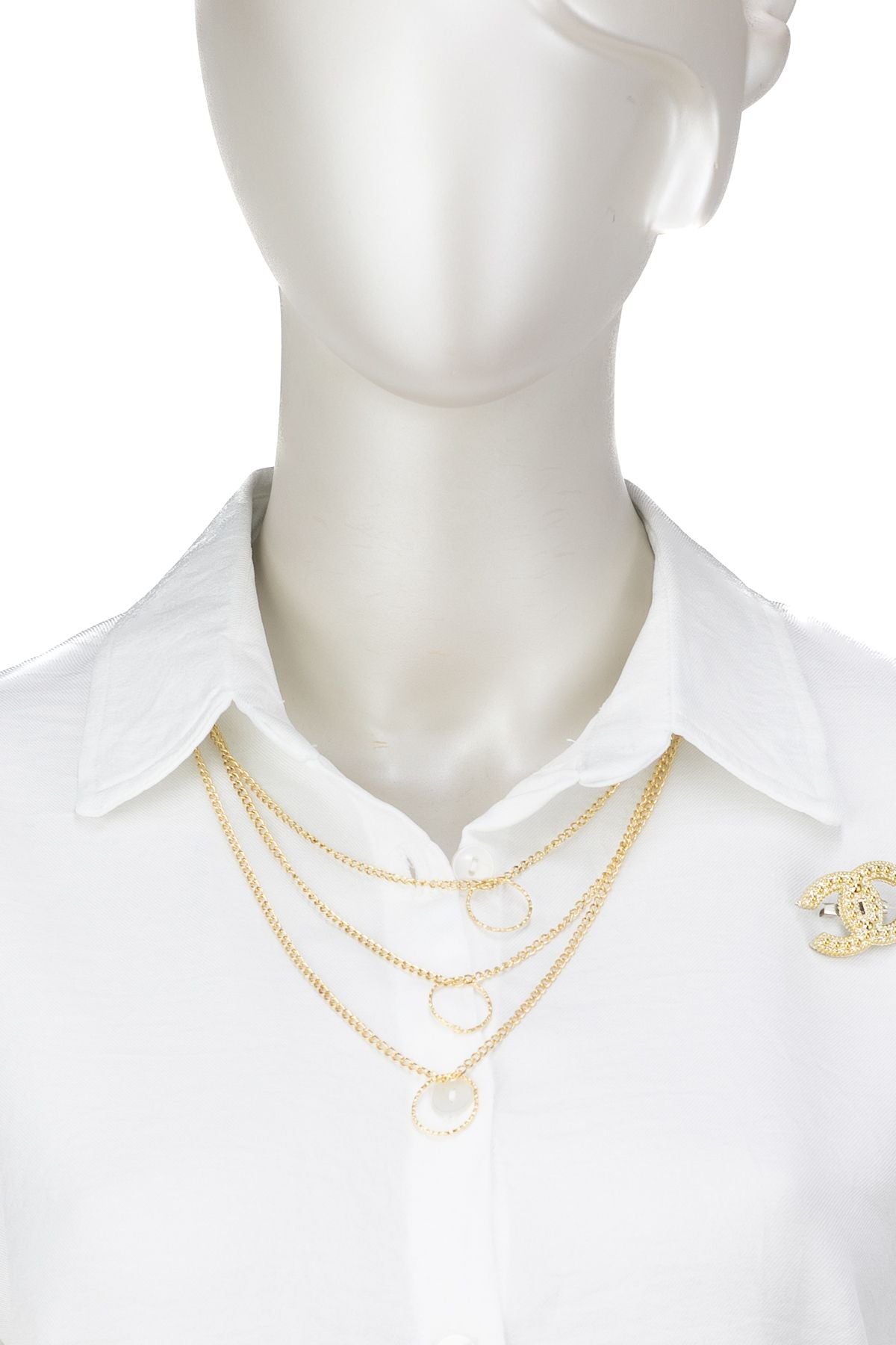 Kadın ikili Piliseli Keten Takım Yakası Kolyeli Önü Düğmeli Gömlek Yaka Şık Modelli TamKalıp