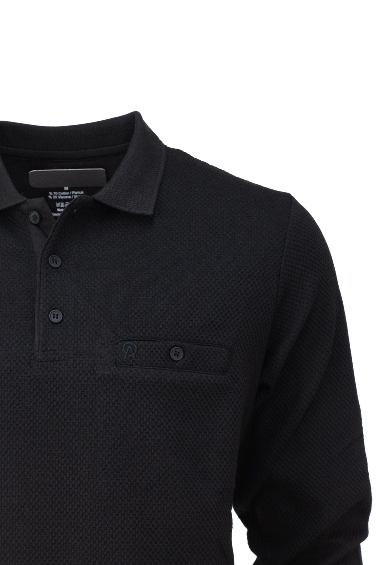 Erkek Mevsimlik Düğmeli Polo yaka Cepli Tam Kalıp Petek Model Pamuklu Kumaş Sweatshirt