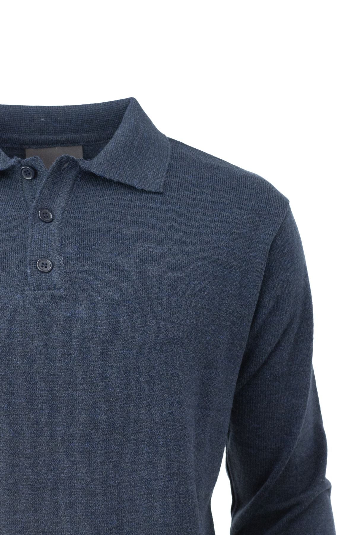 Erkek Kışlık Düz Renk Polo Yaka Rahat Kesim Likralı Uzun Kollu Kalın Yünlü Dokuma Kazak