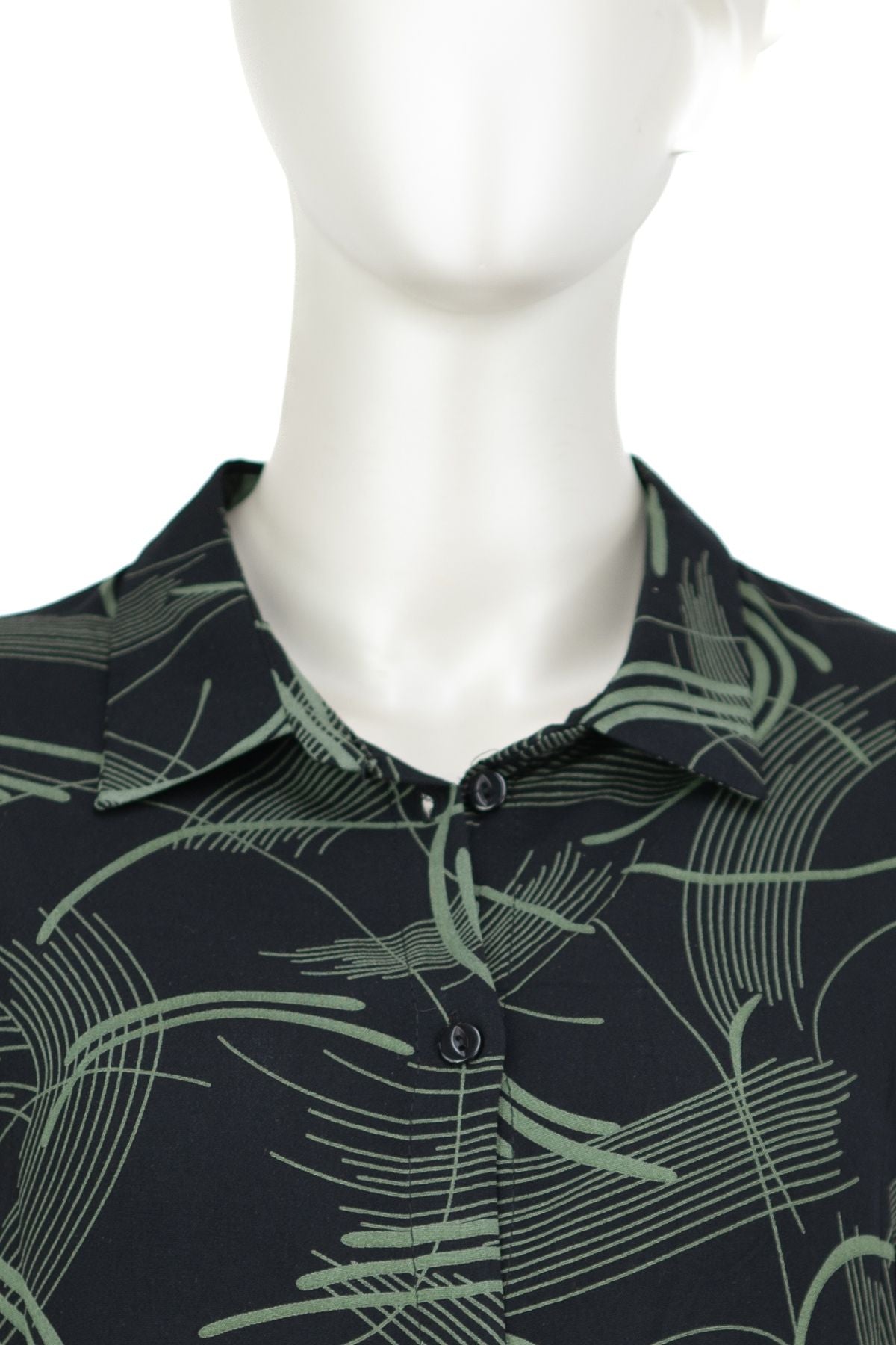 Kadın %100 Pamuk Kumaş Klasik Anne Gömlek Şık Desenli Uzun Kol Düğmeli Rahat Kesim Tam Kalıp