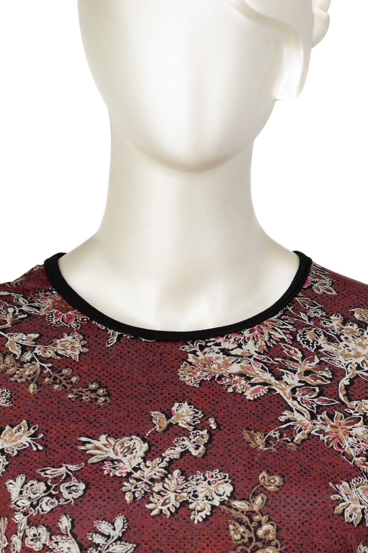 Kadın Turlu Viskon Penye Kumaş Anne Bluz Bahar Gülü Desenli Kısa Kollu Tam Kalıp Likralı