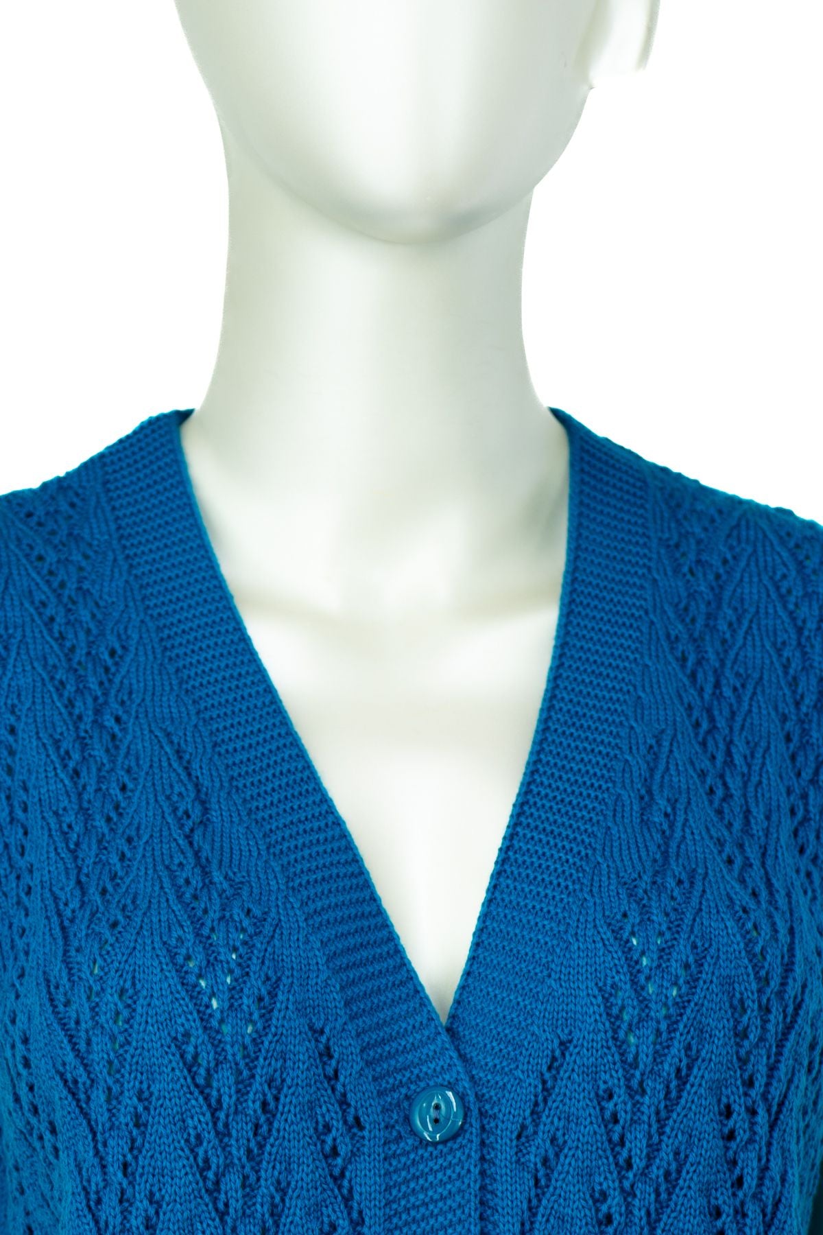 Kadın Kışlık Pamuklu Triko Klasik Örme Anne Yelek Kilim Örgü Model Önden Düğmeli Çift Cepli