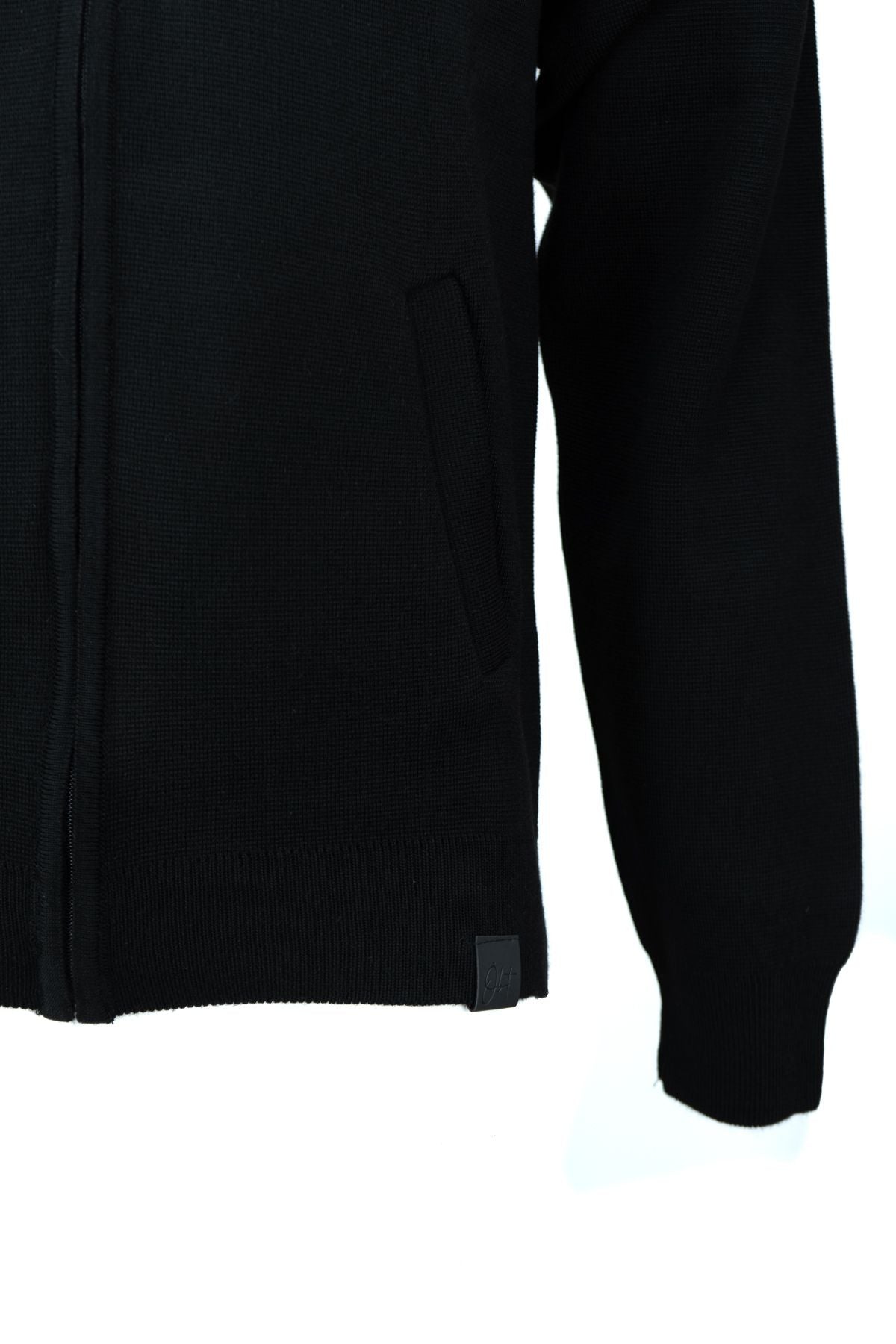 Erkek Kışlık Fermuarlı Hırka Yünlü Örme Hakim Yaka Cepli Uzun Kollu Premium Model Rahat