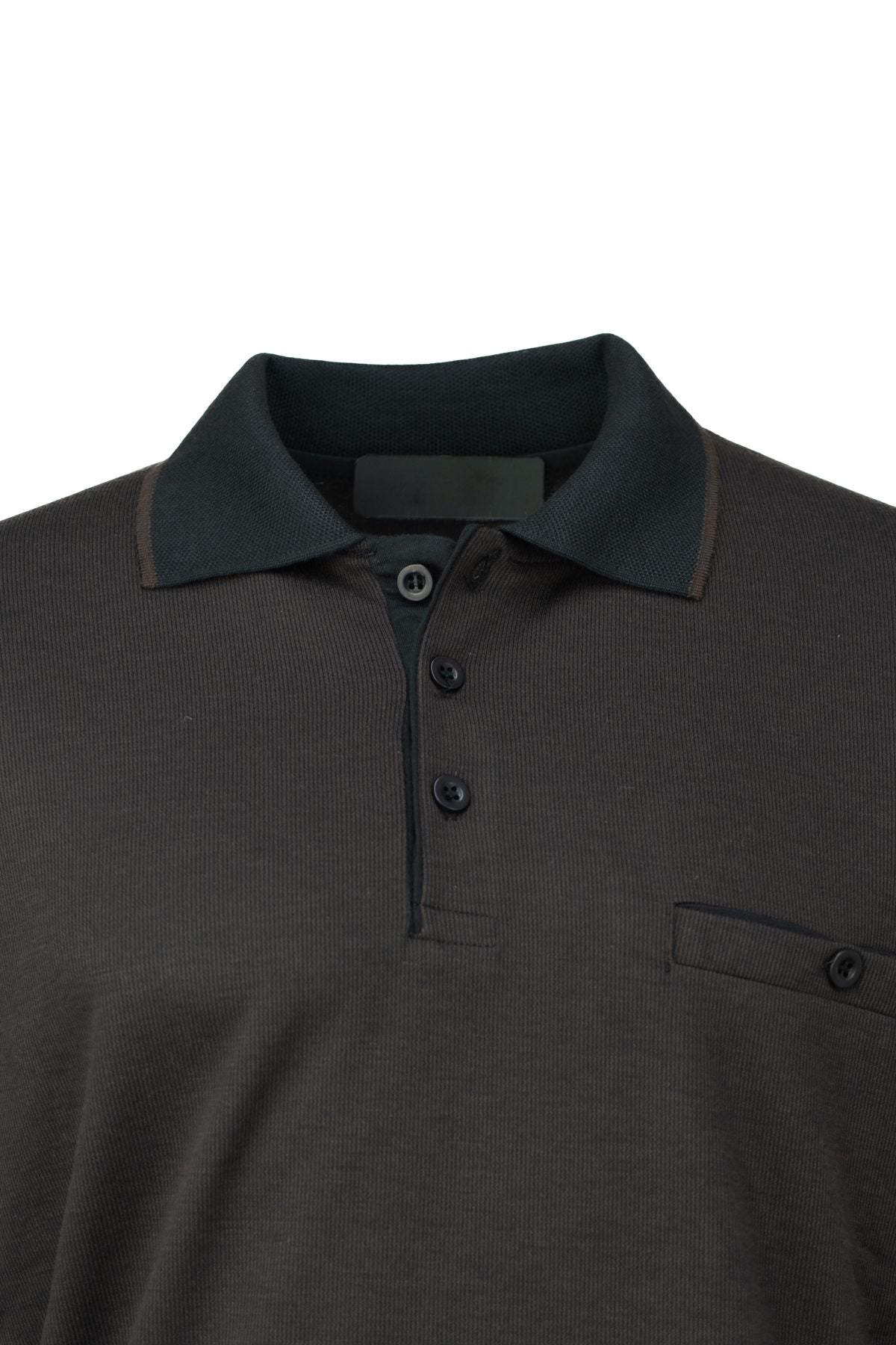 Erkek Kışlık Kazak Pamuklu Dokuma Düğmeli Polo Yaka Cepli Uzun Kollu Tarih Desenli Rahat