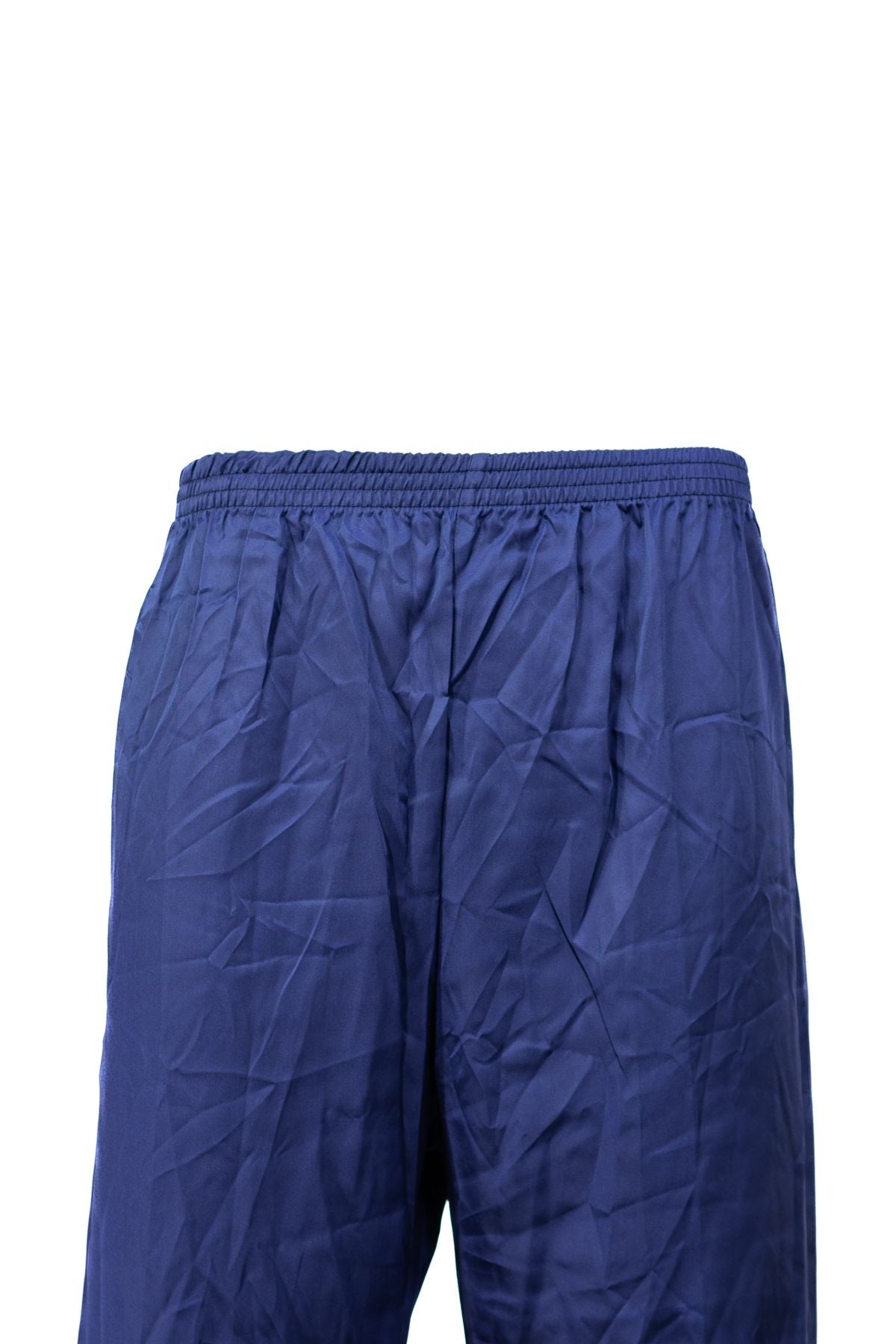 Erkek Saten Kumaş Pijama Pantolon Düz Renk Beli Lastikli Cepsiz Geniş Paça Rahat Kesim