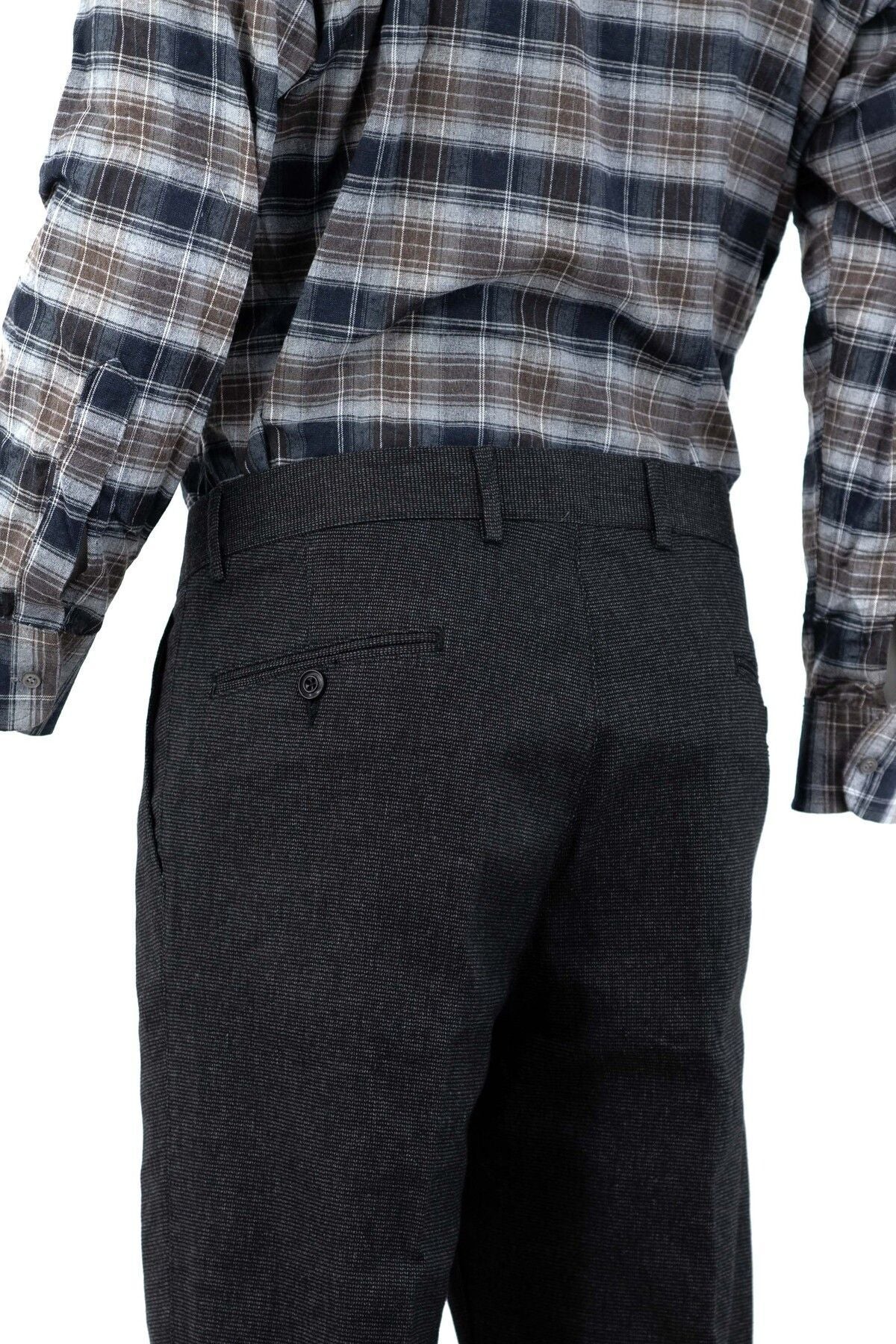 Erkek Mevsimlik Düz Paça Yandan Cepli Rahat Tam Kalıp Klasik Pamuklu Kanva Kumaş Pantolon