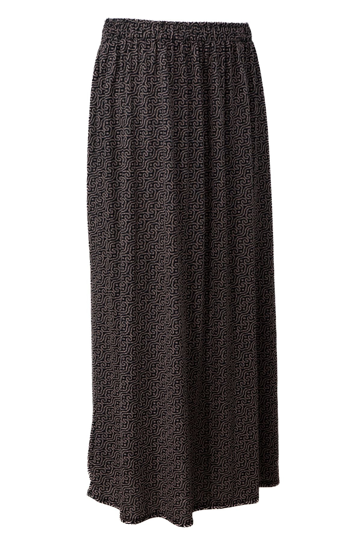 Kadın Kışlık Anne Etek Viskon Kumaş Manzara Desenli Beli Lastikli Rahat Kesim Tam Kalıp