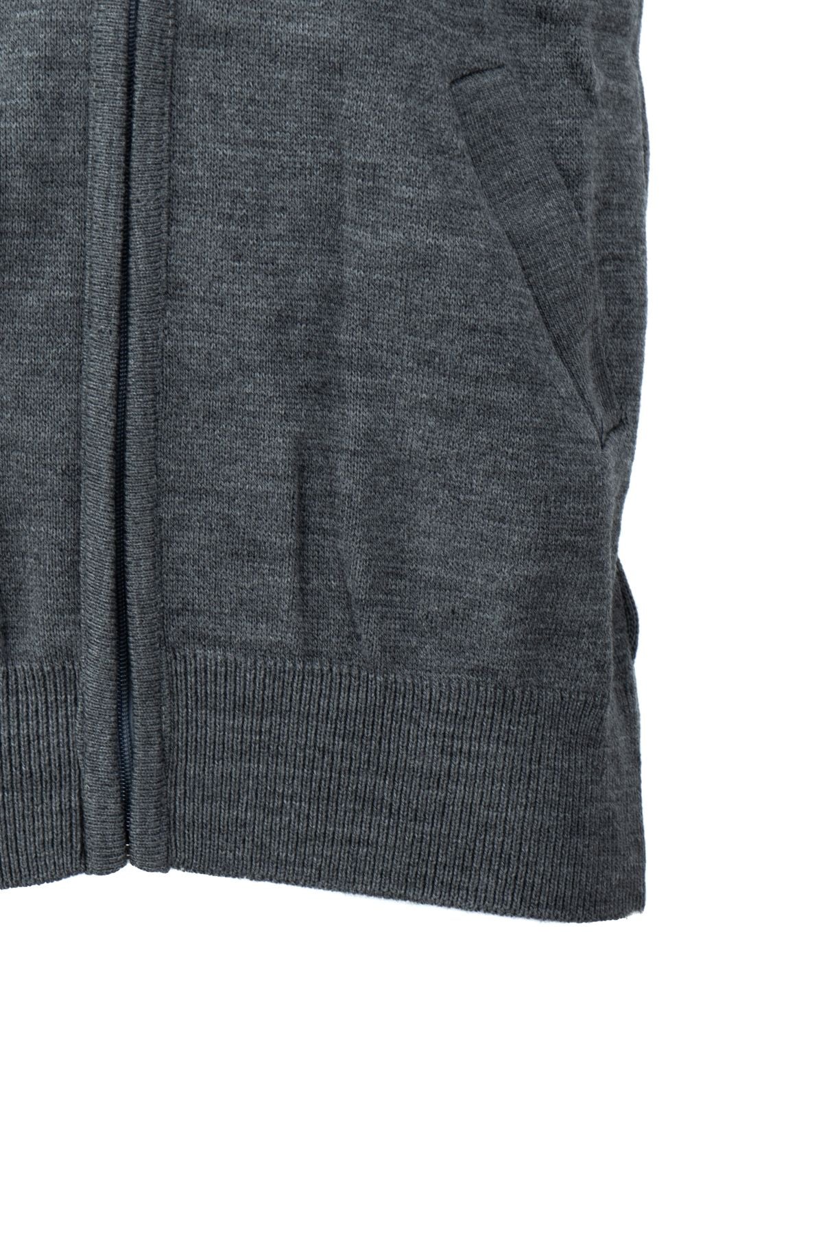 Erkek Kışlık Kalın Yünlü Örme Triko Yelek Şık Motifli Fermuarlı Çift Cepli Rahat Hakim Yaka