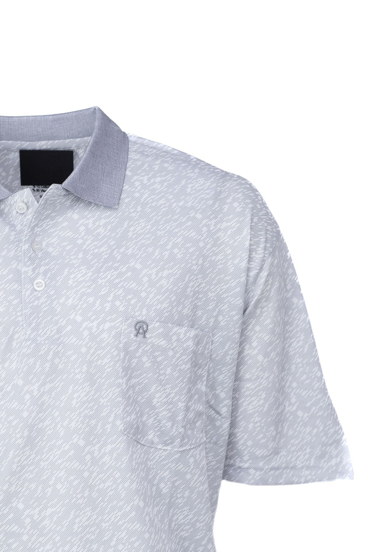 Erkek Pamuklu Merserize Kumaş T-Shirt Polo Yaka Kısa Kollu Bulut Desenli Tam Kalıp