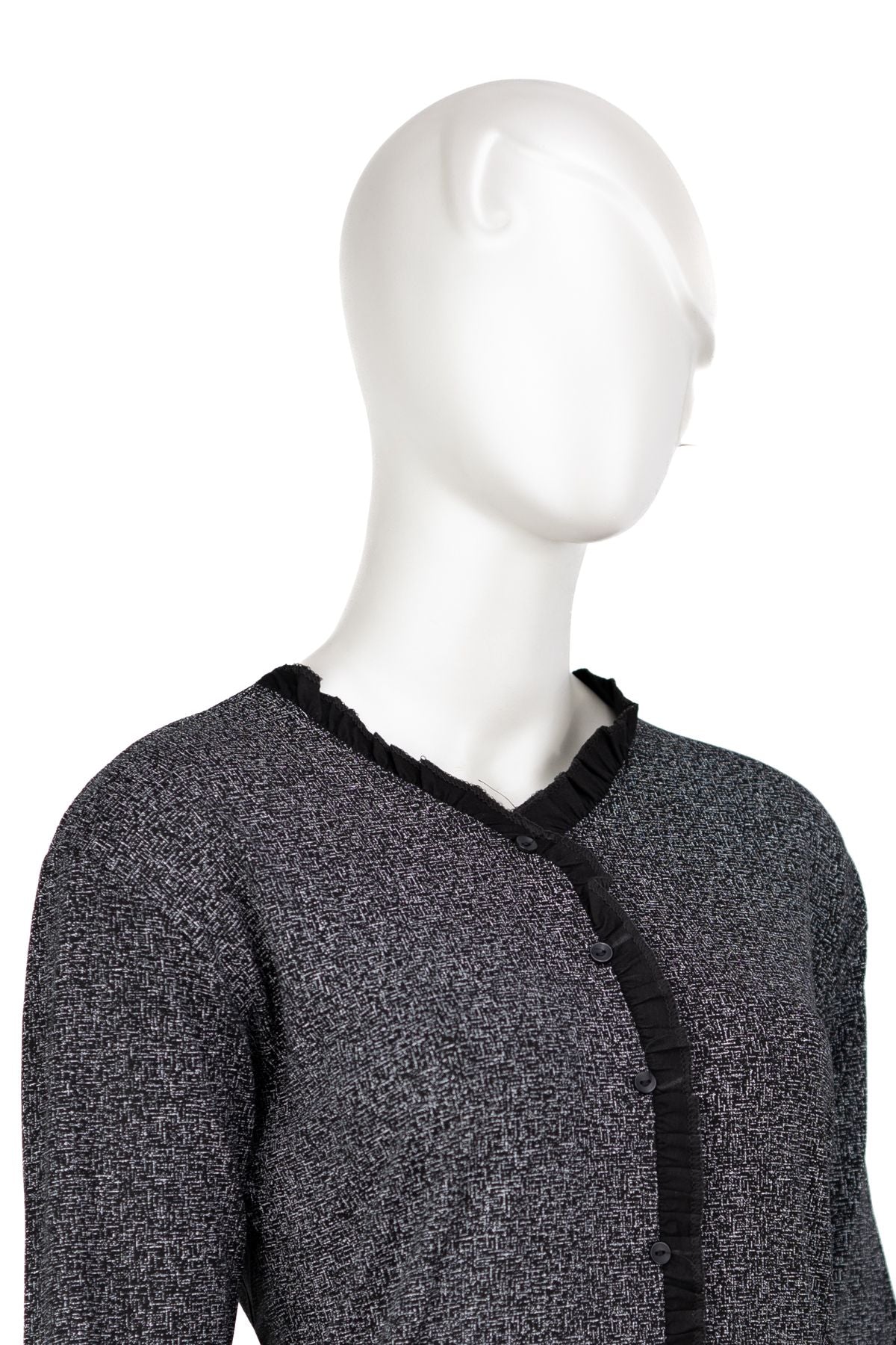 Kadın Turlu Viskon Penye Kumaş Anne Bluz Çizgisel Desenli V Yaka Uzun Kol Tam Kalıp Likralı