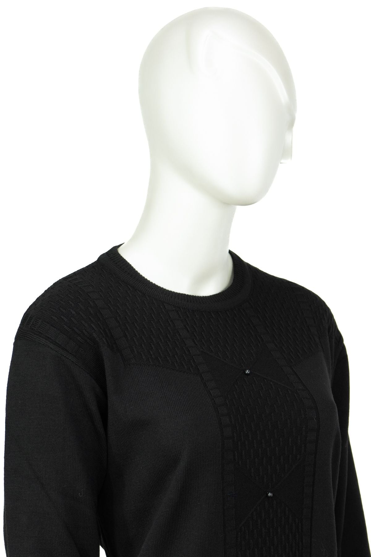 Kadın Kışlık Pamuklu Triko Dokuma Anne Kazak Boncuklu Tasarım Motifli Yuvarlak Yakalı