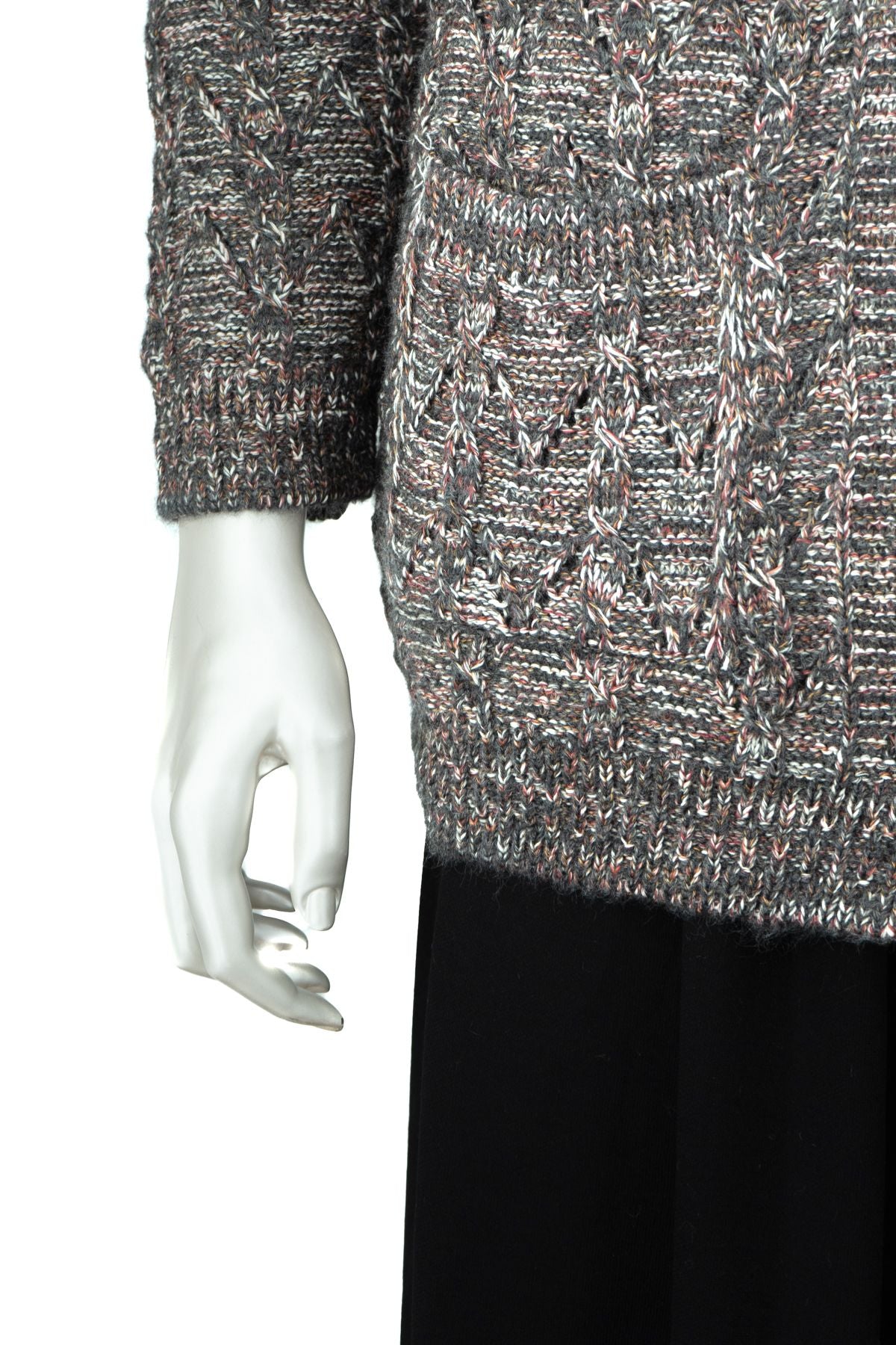 Kadın Kışlık Anne Hırka Pamuklu Triko Begonya Örgü Model Önden Düğmeli Çift Cepli Rahat