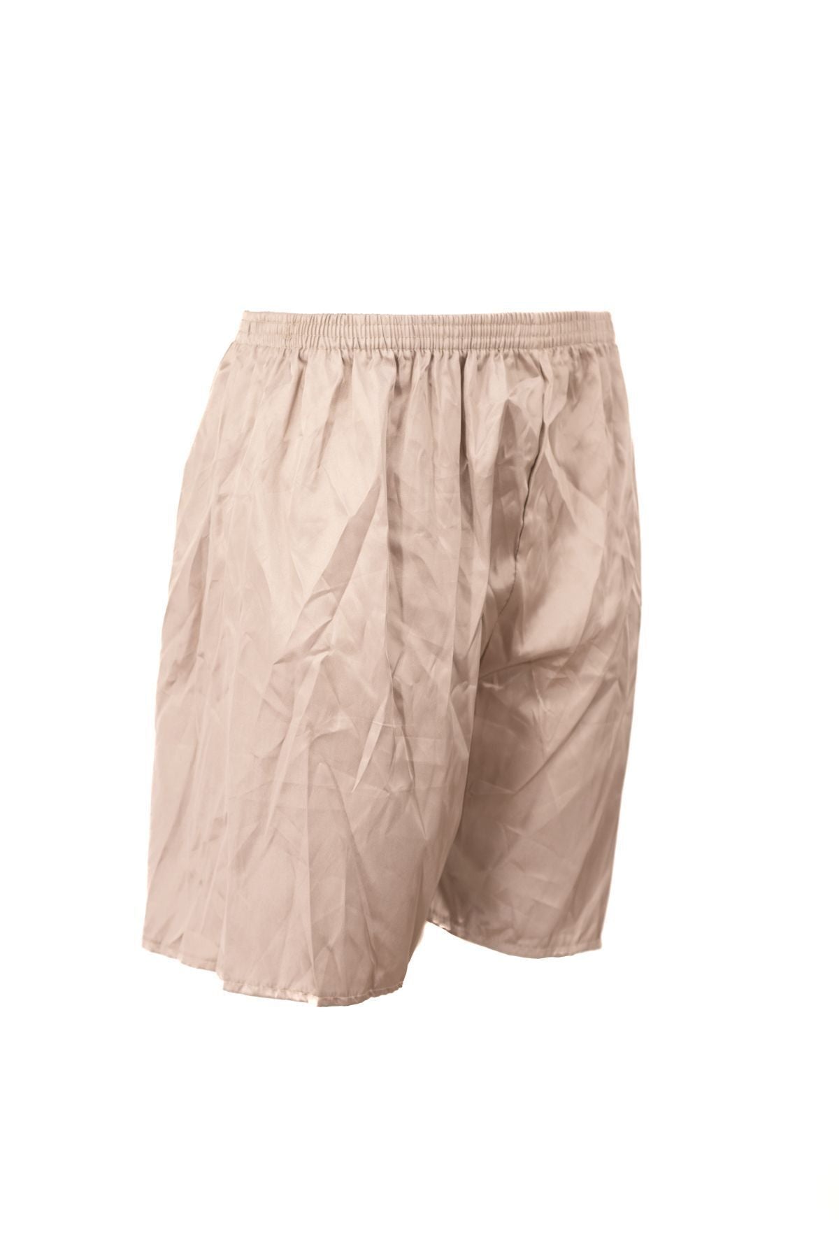 Erkek Saten Kumaş Şort Düz Renk Beli Lastikli Cepsiz Hafif Kumaş