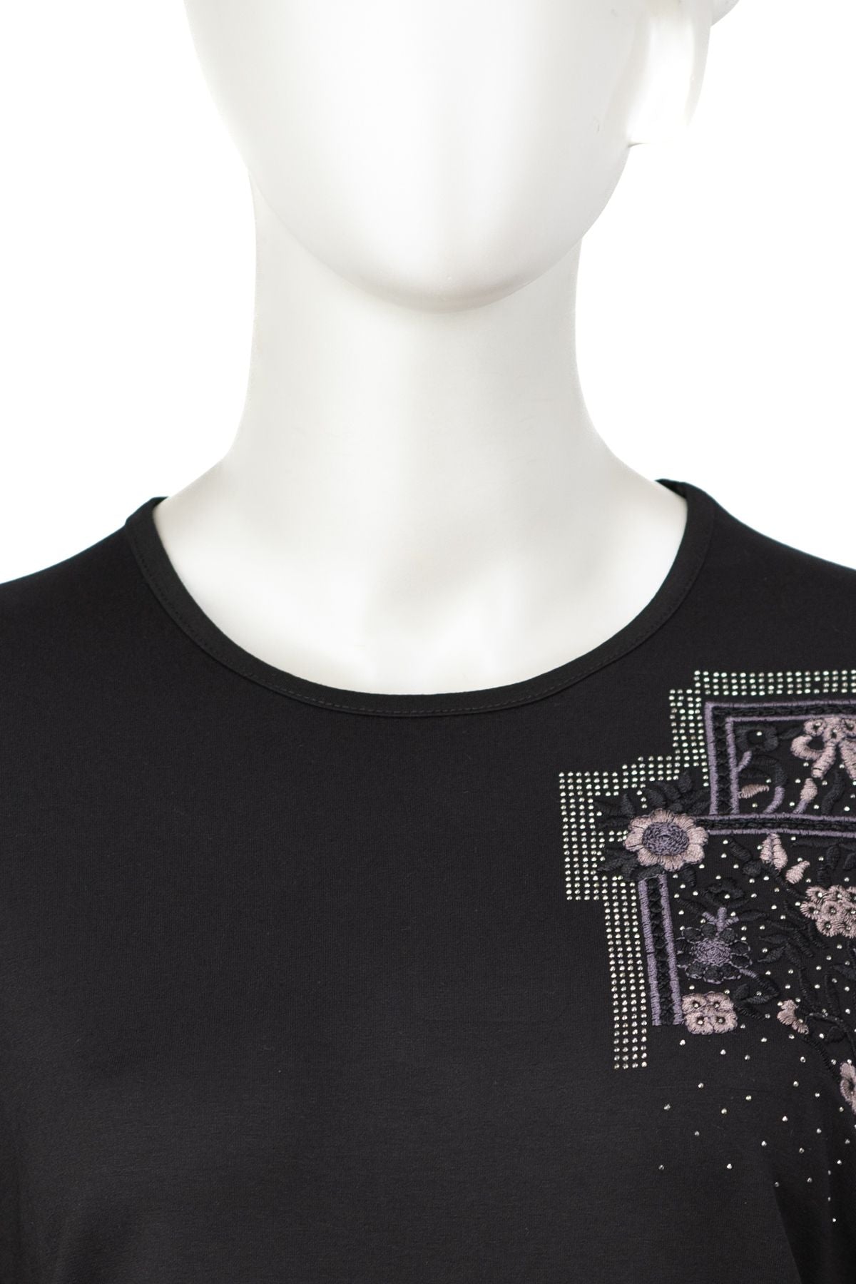 Kadın Turlu Viskon Penye Kumaş Anne Bluz inci Çiçek Taşlı ve Nakışlı Likralı Tam Kalıp