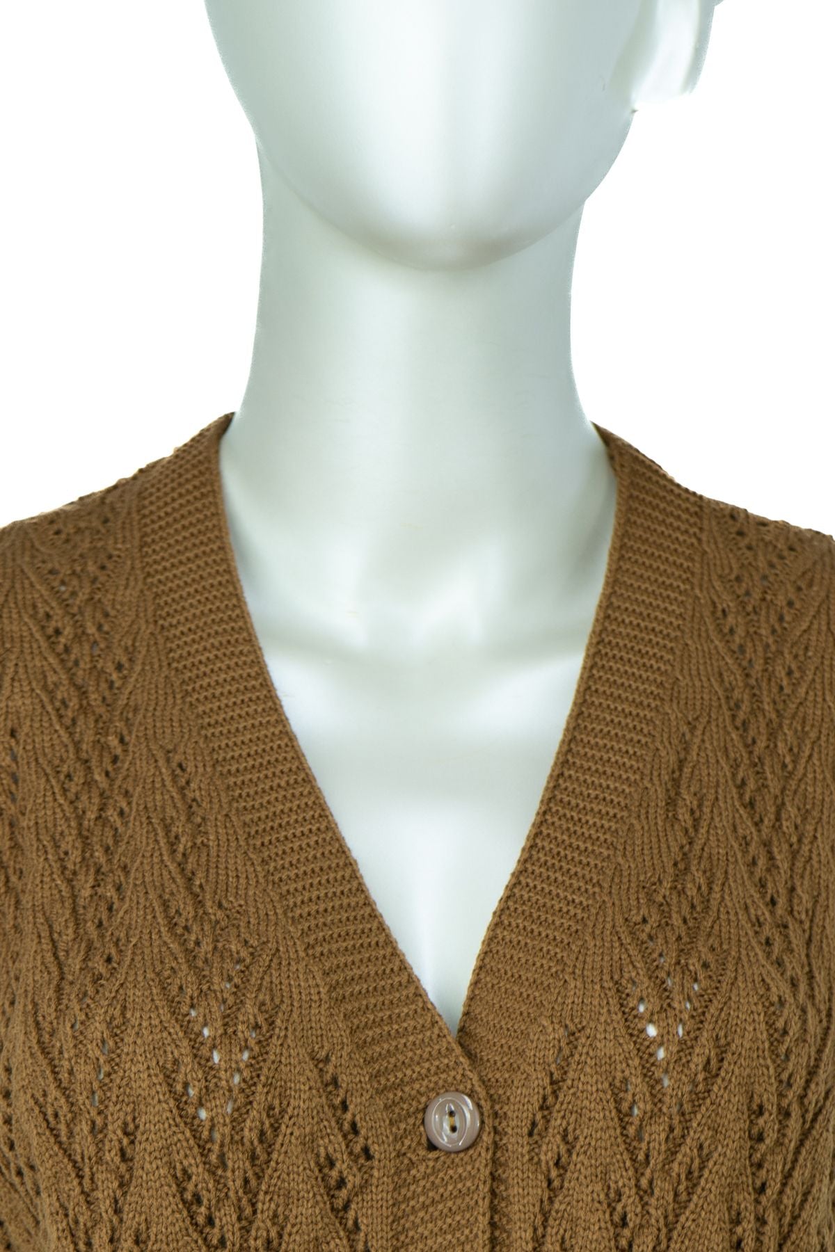 Kadın Kışlık Pamuklu Triko Klasik Örme Anne Yelek Kilim Örgü Model Önden Düğmeli Çift Cepli