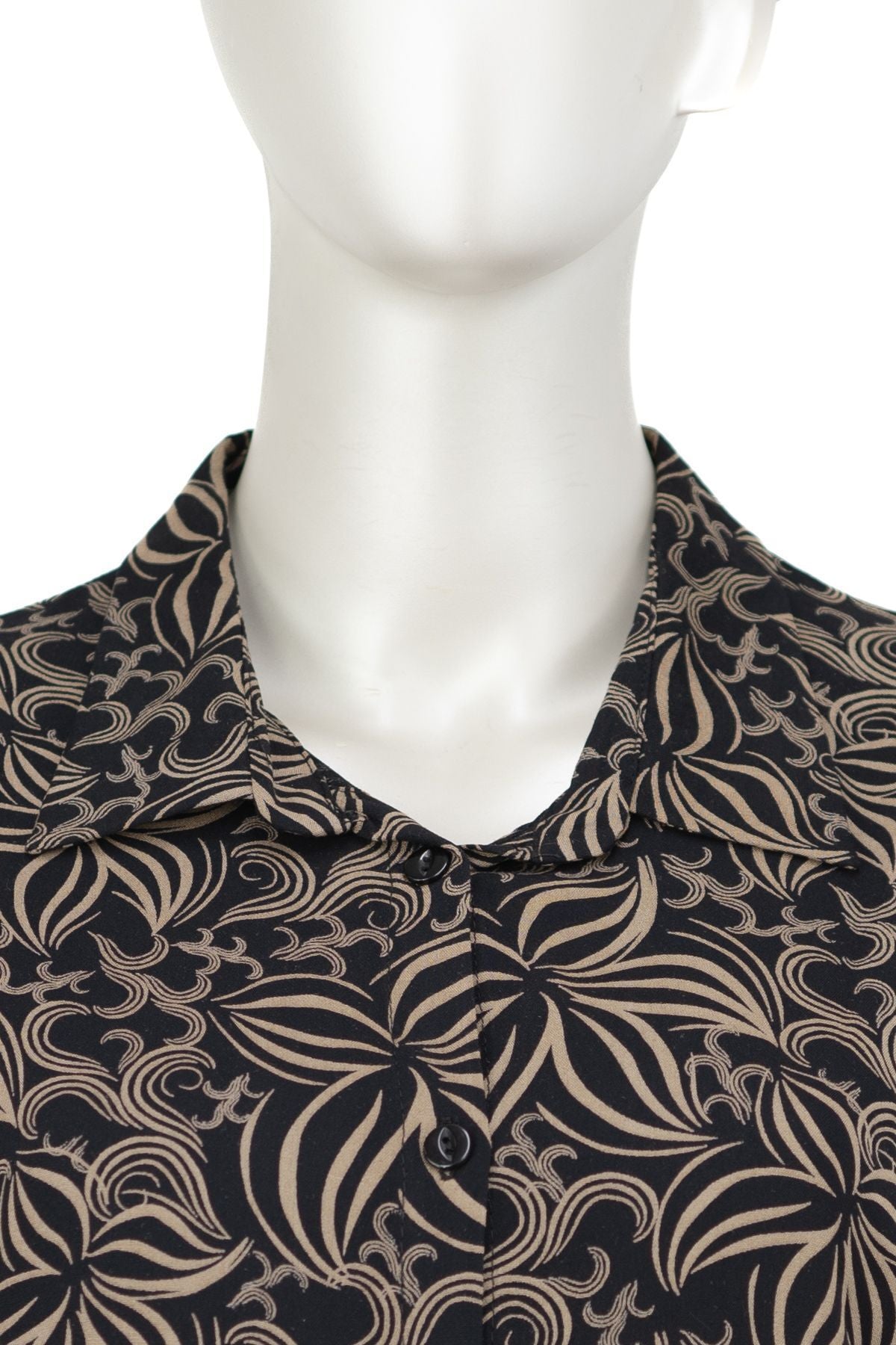 Kadın %100 Pamuk Kumaş Klasik Anne Gömlek Manolya Desenli Düğmeli Rahat Kesim Tam Kalıp