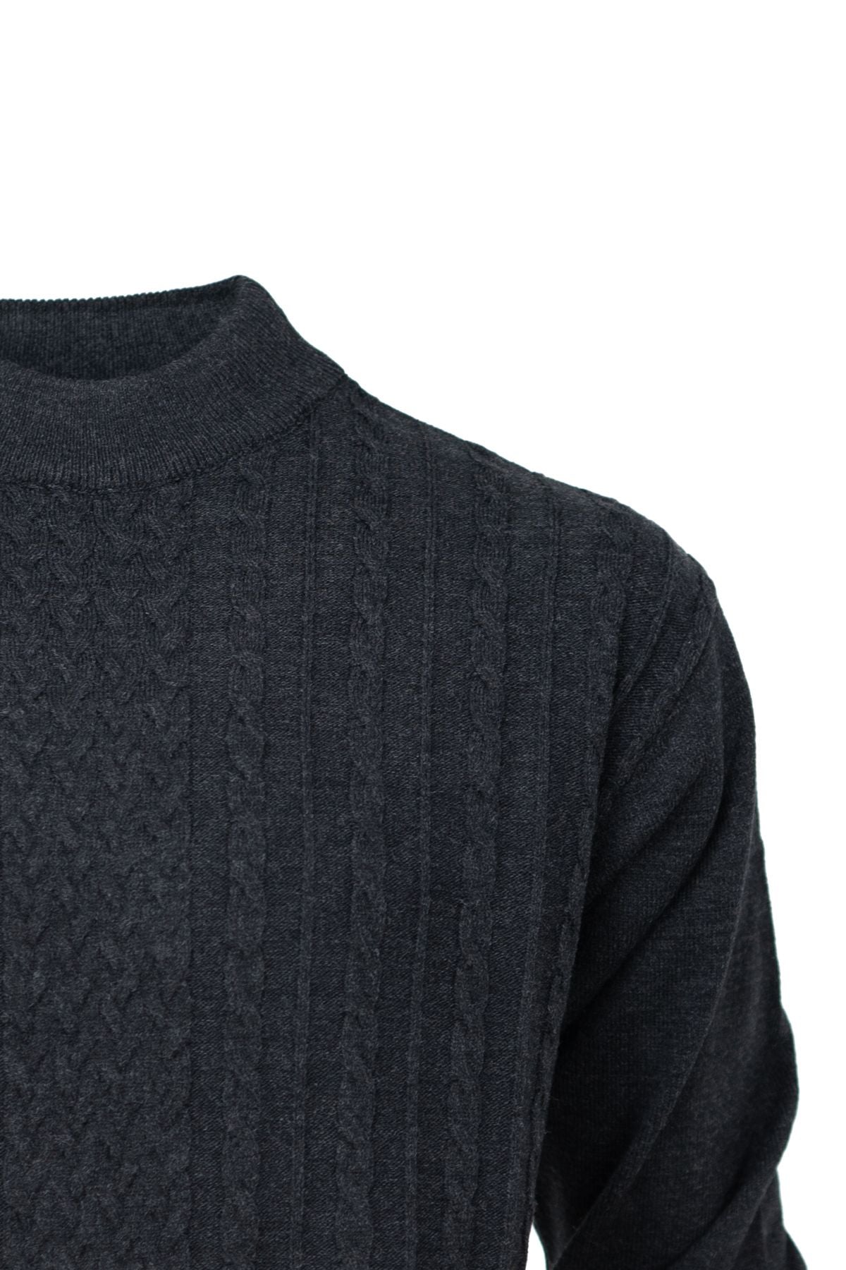 Erkek Kışlık Desenli Yarım Balıkçı Yaka Likralı Tam Kalıp Kalın Premium Yünlü Dokuma Kazak