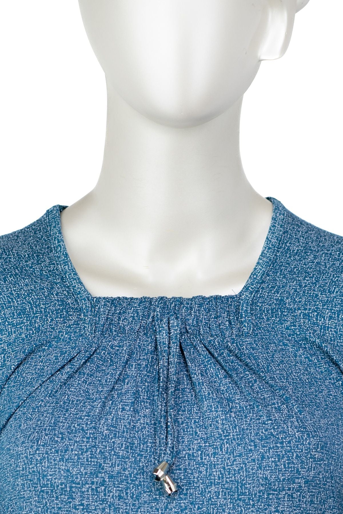 Kadın Turlu Viskon Penye Kumaş Anne Bluz Şık Kum Desenli Likralı Kare Yaka Uzun Kol TamKalıp