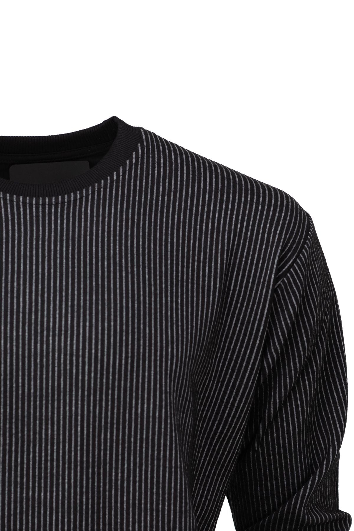 Erkek Mevsimlik Doğal Pamuklu Sweatshirt Bisiklet Yaka Çizgili Rahat Kesim Tam Kalıp