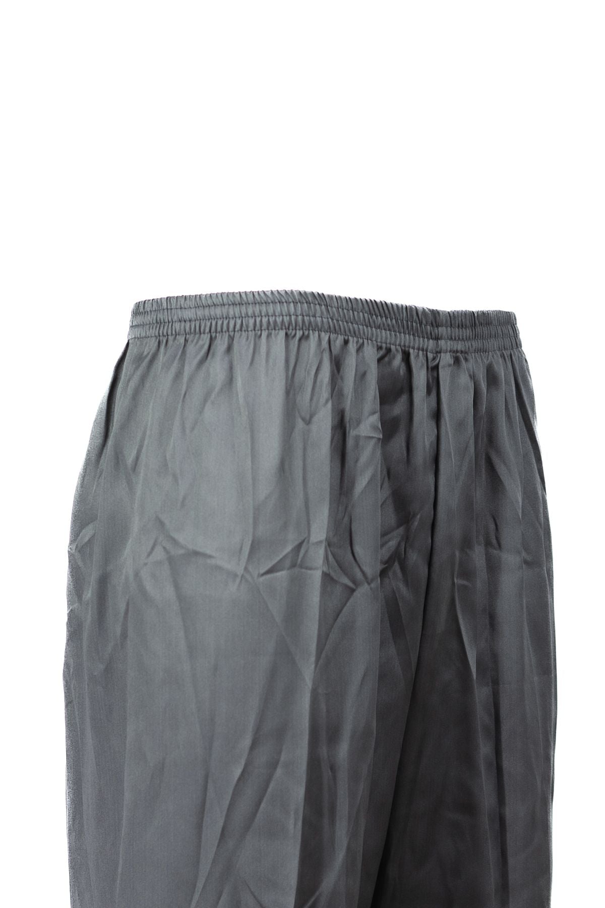 Erkek Saten Kumaş Pijama Pantolon Düz Renk Beli Lastikli Cepsiz Geniş Paça Rahat Kesim