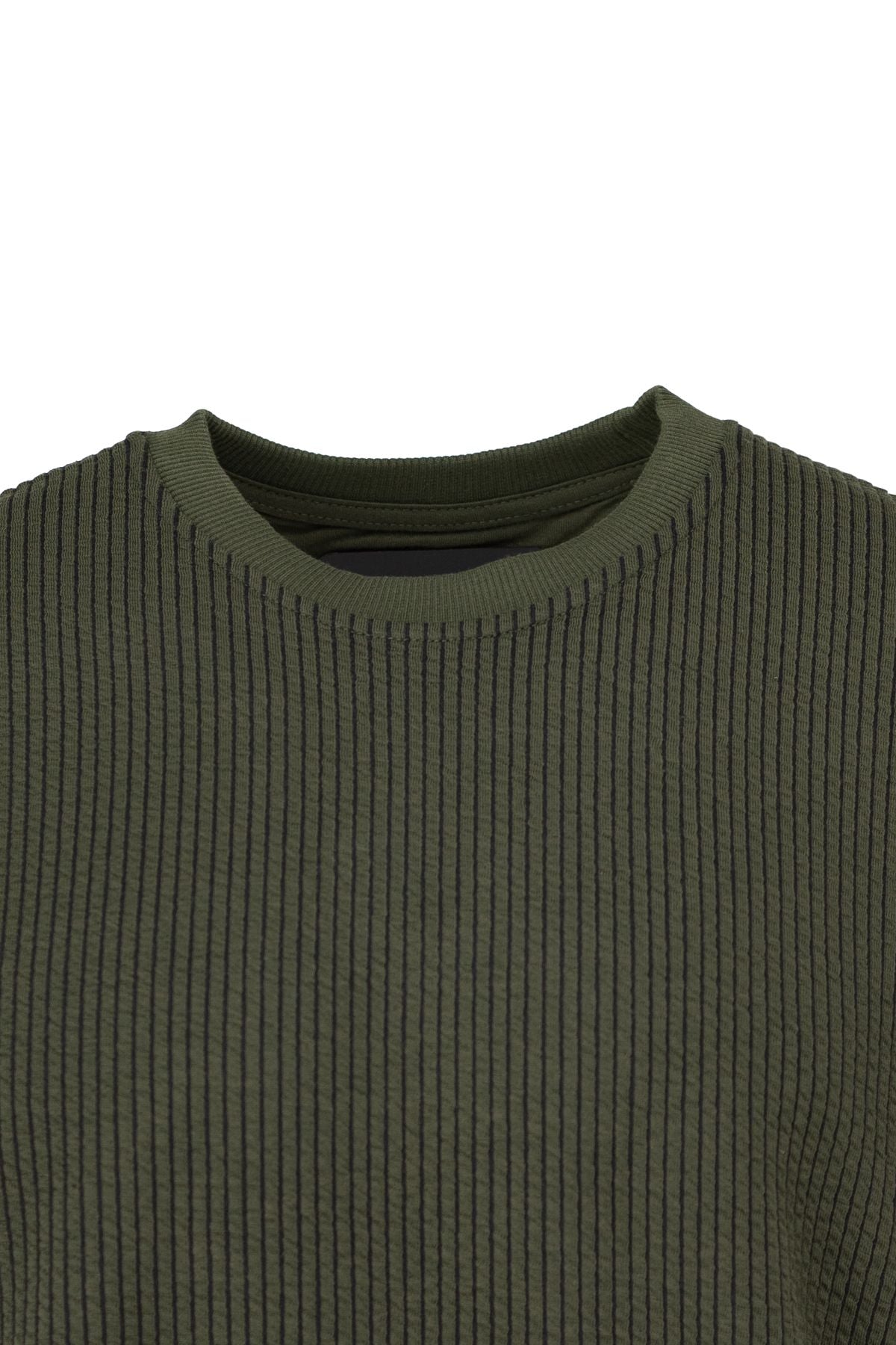 Erkek Mevsimlik Doğal Pamuklu Sweatshirt Bisiklet Yaka Çizgili Rahat Kesim Tam Kalıp