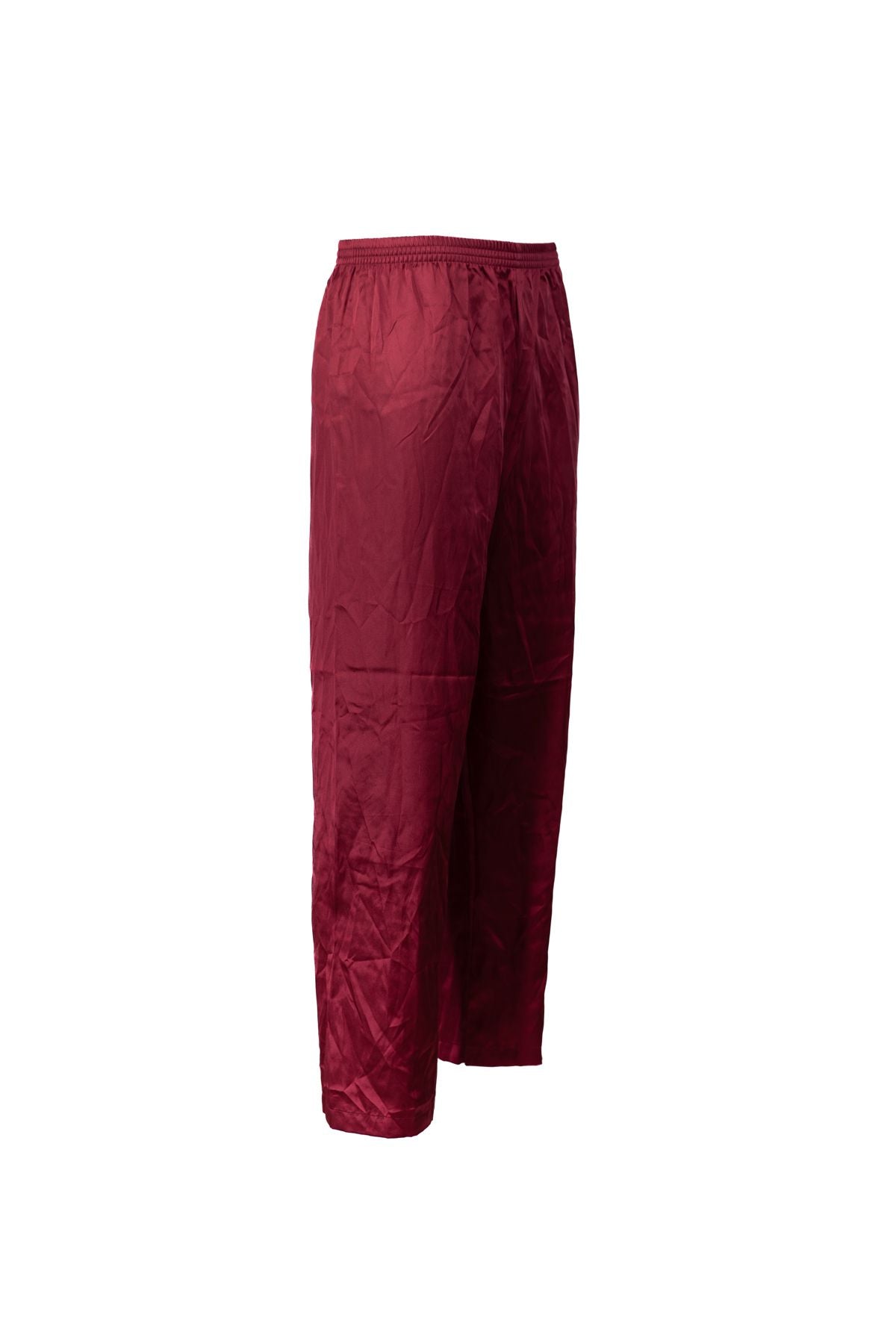 Erkek Saten Kumaş Pijama Pantolon Düz Renk Beli Lastikli Cepsiz Geniş Paça Rahat Kesim