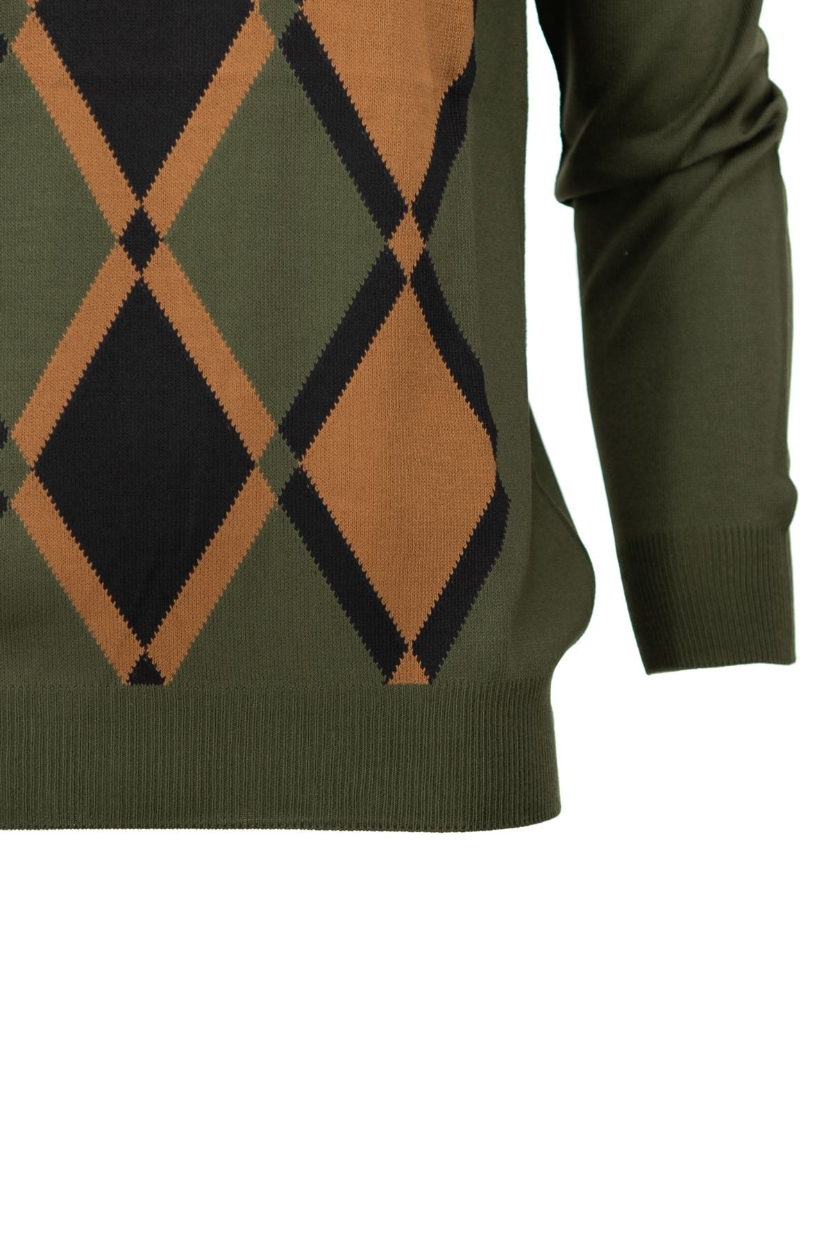 Erkek Kışlık Doğal Yünlü Örme Yarım Balıkçı Yaka Kazak Baklava Desenli Klasik Model