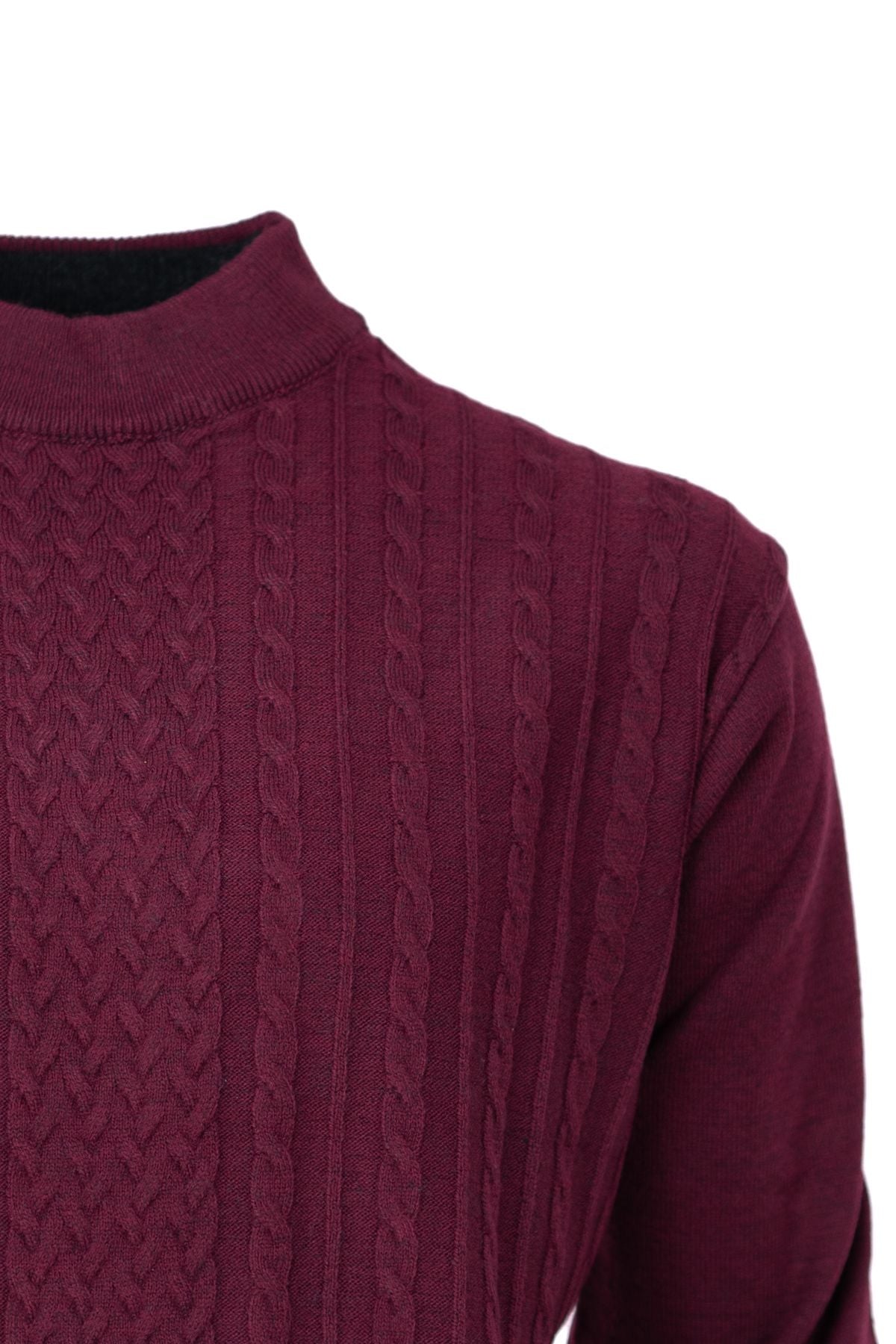 Erkek Kışlık Desenli Yarım Balıkçı Yaka Likralı Tam Kalıp Kalın Premium Yünlü Dokuma Kazak