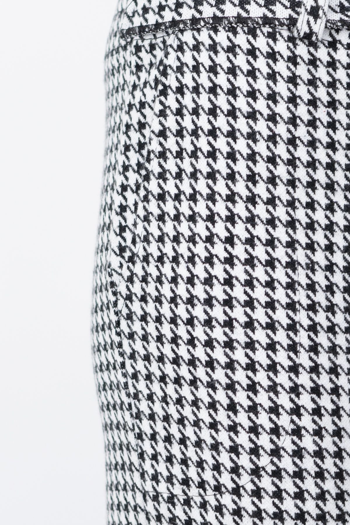 Kadın Kalın Kışlık Pamuklu Örme Pantolon ispanyol Paça Kemerli Ekose Desenli Cepli Tam Kalıp