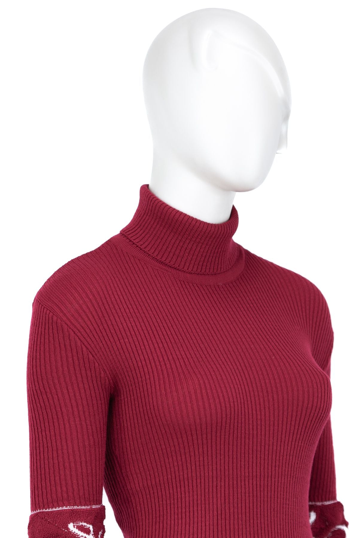 Kadın Kışlık Kolları Şık Boncuklu Tam Boğazlı Yaka Bedene Oturan Örme Triko Badi Kazak