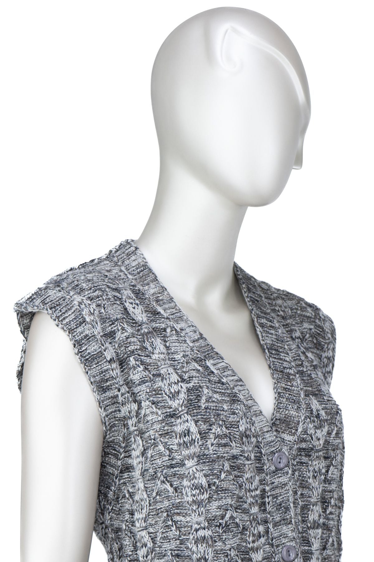 Kadın Kışlık Anne Yelek Pamuklu Triko Yasemin Örgü Model Önden Düğmeli Çift Cepli Rahat